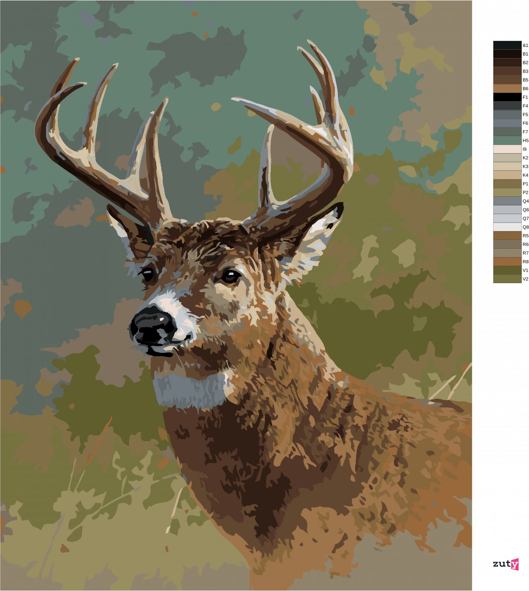 zuty Malování podle čísel - JELEN (JAMES HAUTMAN) - Rozměr: 40x50 cm, Rámování: Varianta: bez rámu a bez vypnutí plátna - obrázek 8