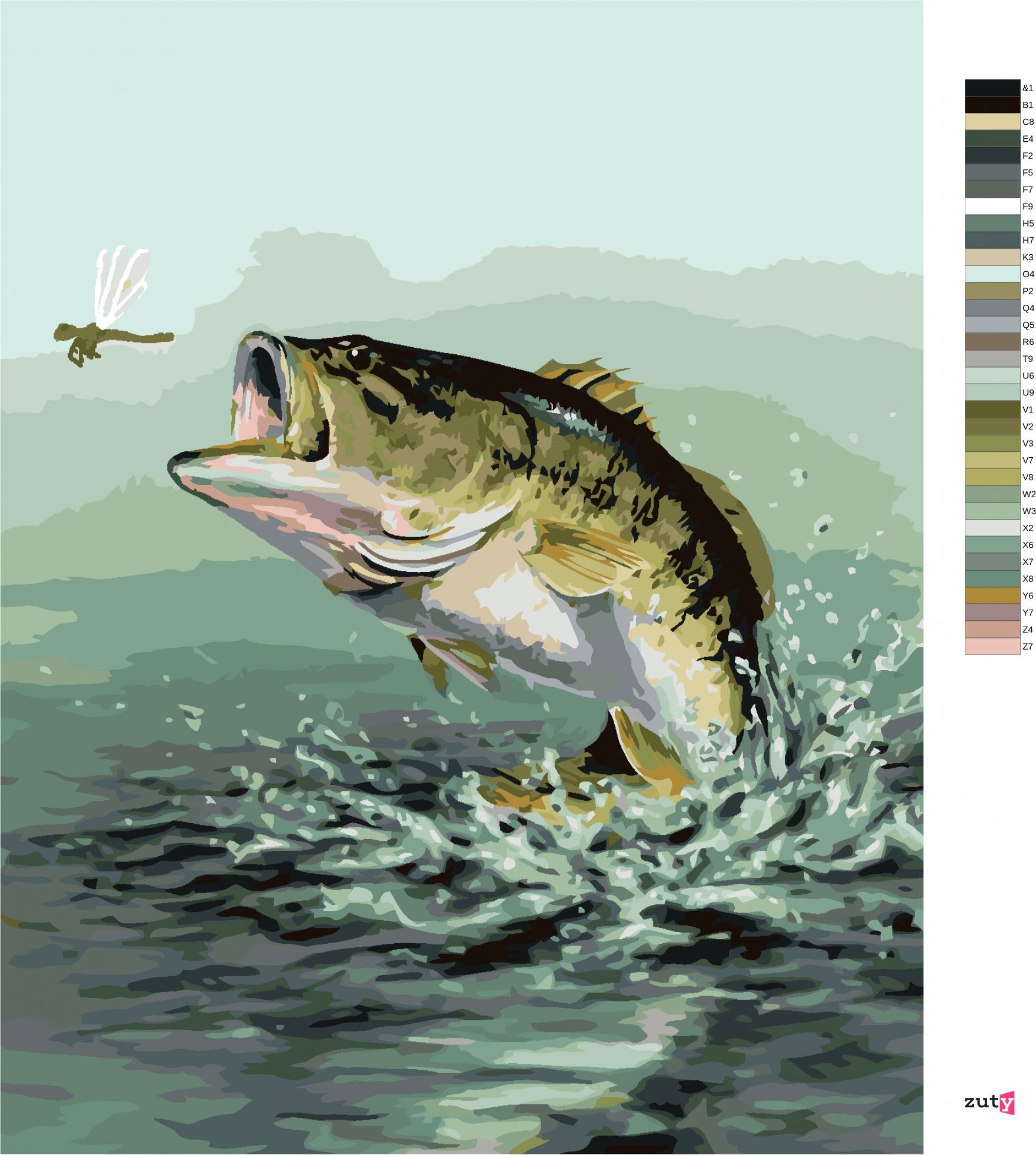 zuty Malování podle čísel - OKOUN LOVÍCÍ VÁŽKU (ROBERT HAUTMAN) - Rozměr: 40x50 cm, Rámování: Varianta: vypnuté plátno na rám - obrázek 4
