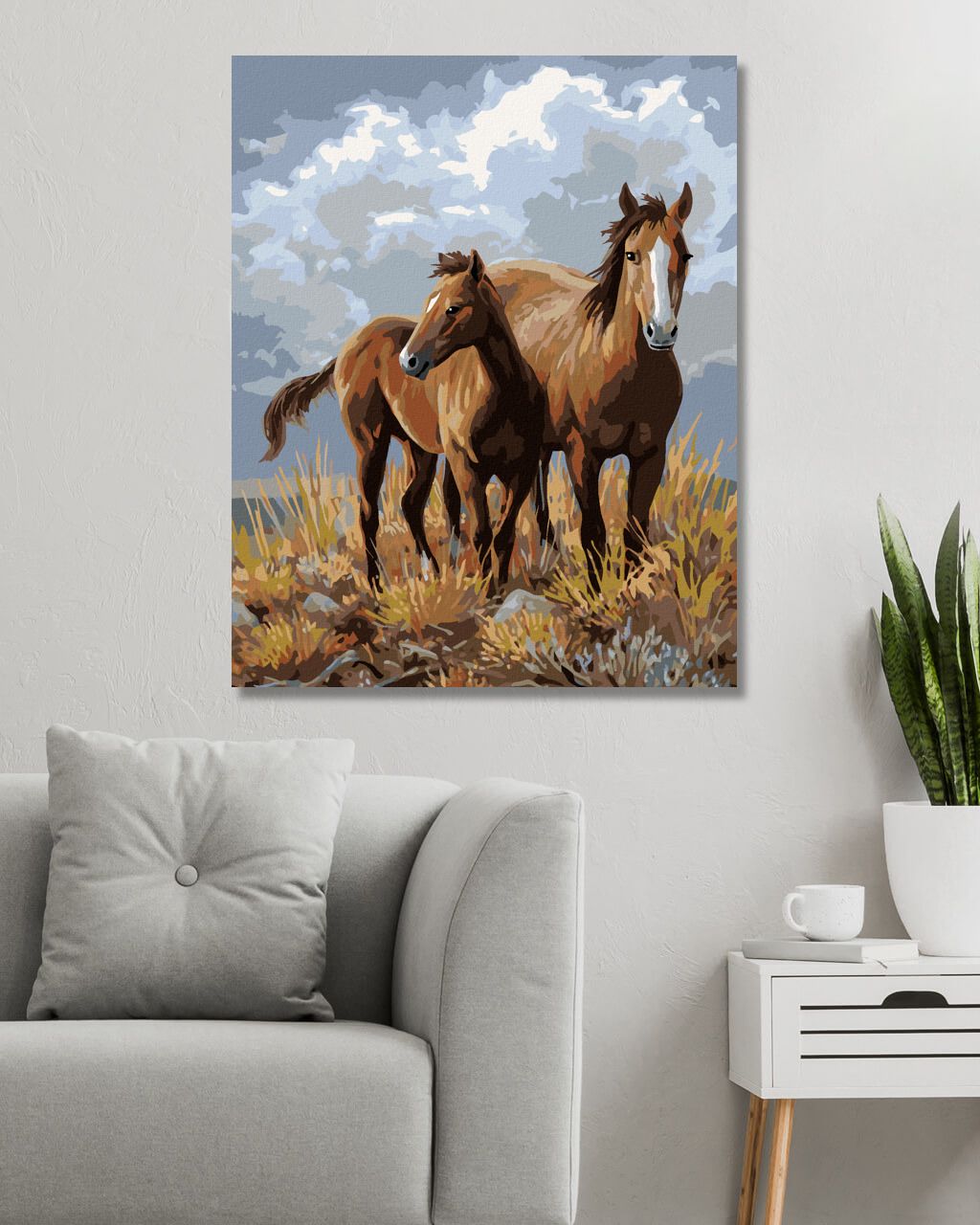 zuty Malování podle čísel – KONĚ NA NÁHORNÍCH PLANINÁCH (JAMES HAUTMAN) - Rozměr: 40x50 cm, Rámování: Varianta: bez rámu a bez vypnutí plátna - obrázek 10