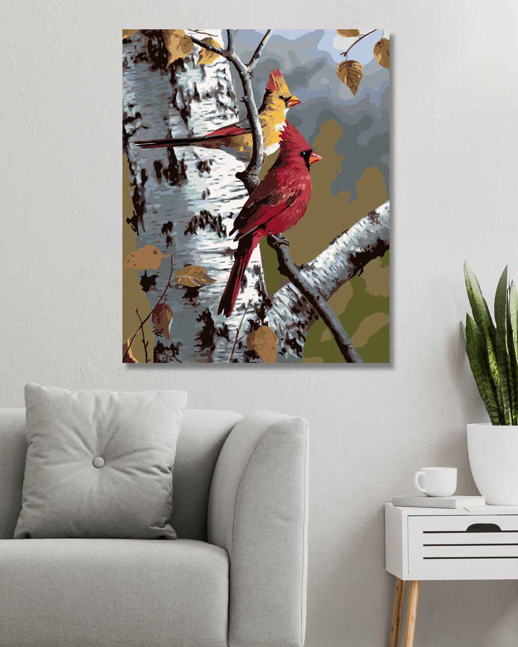 zuty Malování podle čísel - PTÁK KARDINÁL A BŘÍZA (ROBERT HAUTMAN) - Rozměr: 40x50 cm, Rámování: Varianta: bez rámu a bez vypnutí plátna - obrázek 9