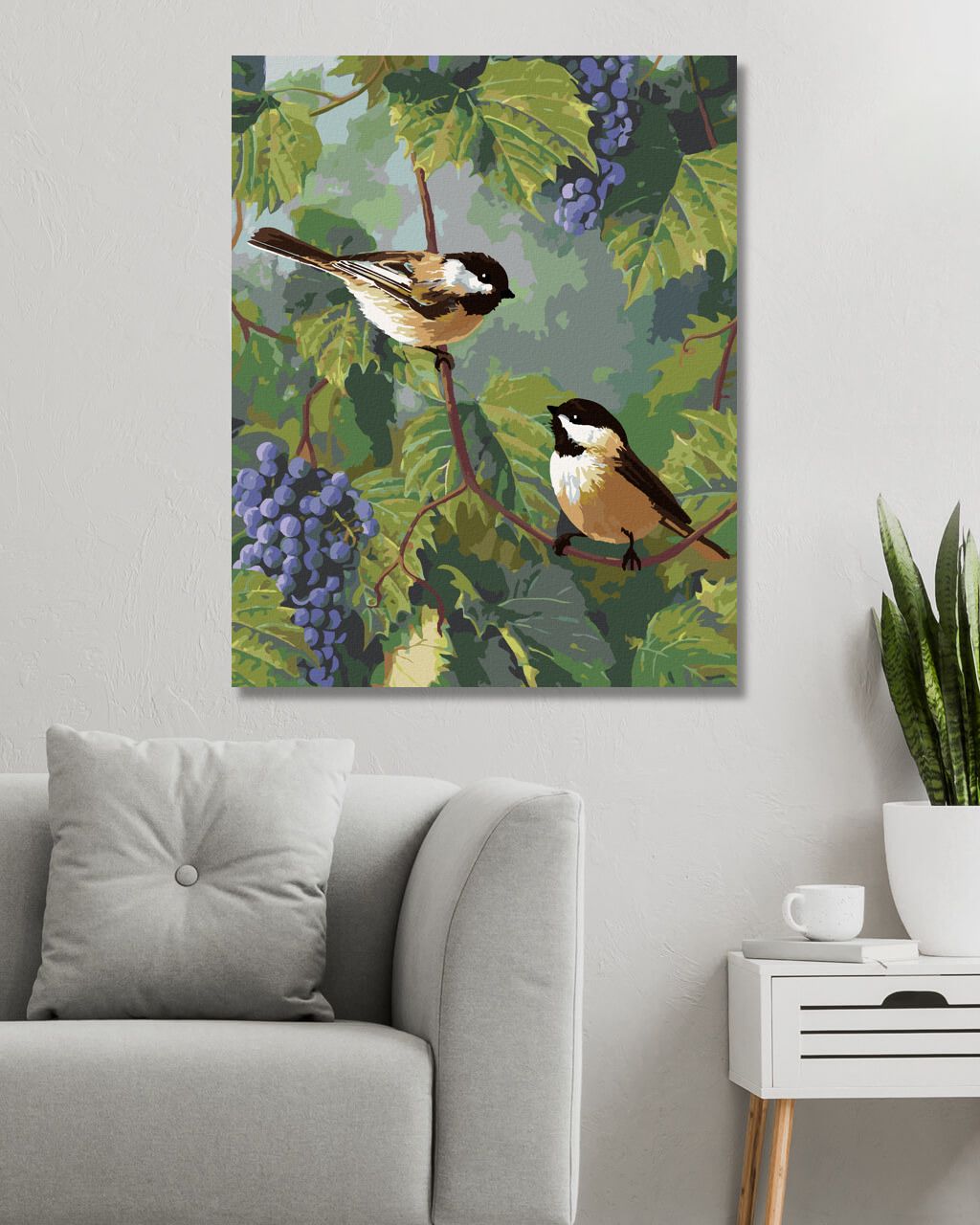 zuty Malování podle čísel - SÝKORA A HROZNY VÍNA (ROBERT HAUTMAN) - Rozměr: 40x50 cm, Rámování: Varianta: vypnuté plátno na rám - obrázek 6