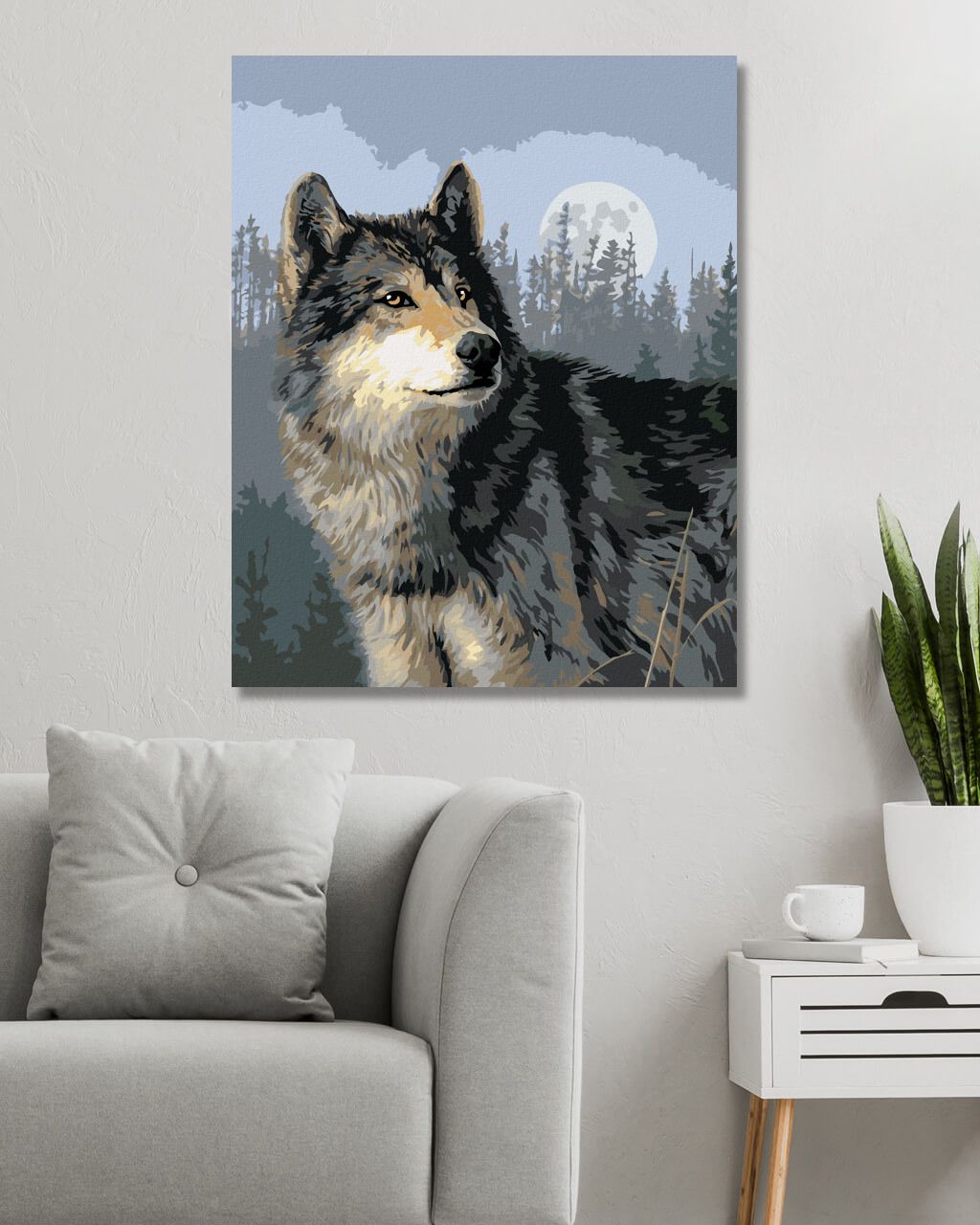 zuty Malování podle čísel – VLK, LES A ÚPLŇĚK (JAMES HAUTMAN) - Rozměr: 40x50 cm, Rámování: Varianta: vypnuté plátno na rám - obrázek 8