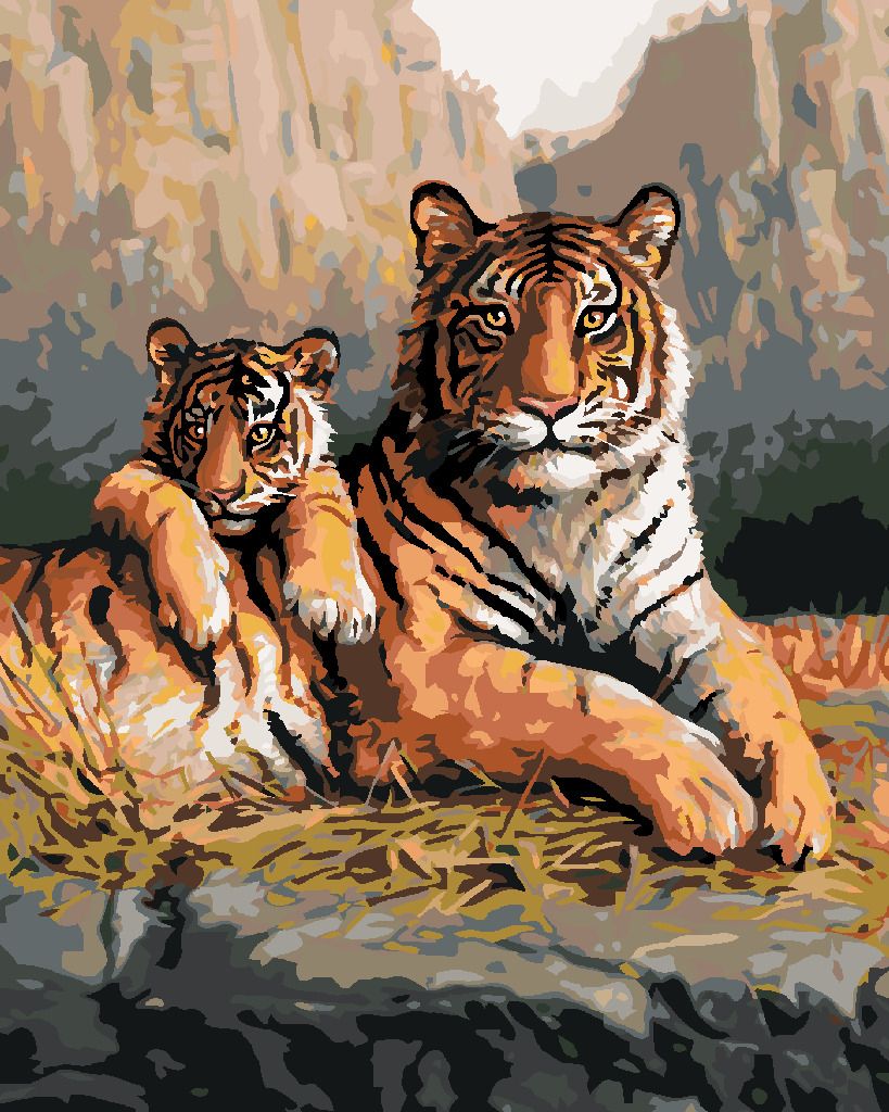 zuty Malování podle čísel - TYGR S MLÁDĚTEM (JOE HAUTMAN) - Rozměr: 40x50 cm, Rámování: Varianta: bez rámu a bez vypnutí plátna - obrázek 6