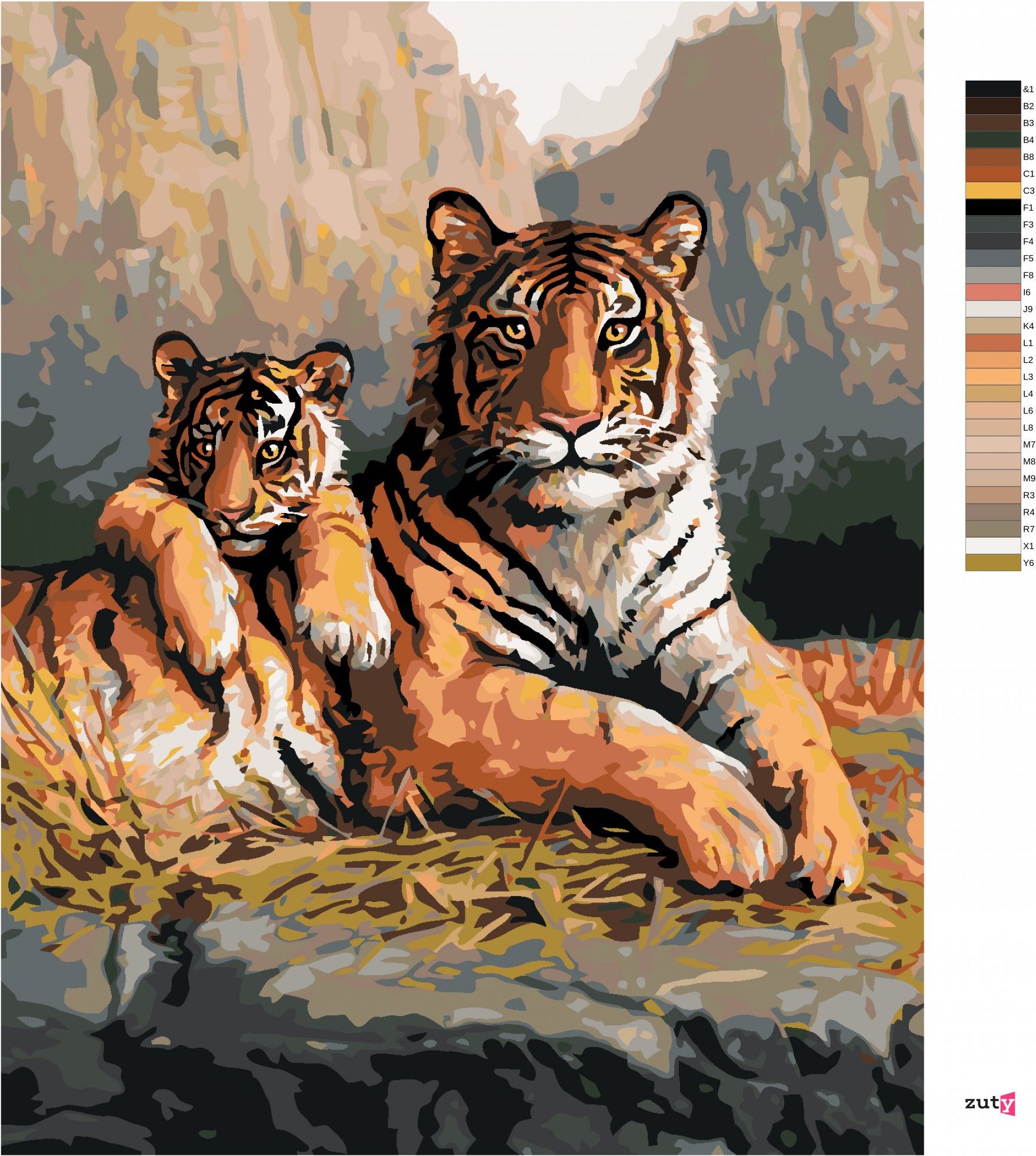 zuty Malování podle čísel - TYGR S MLÁDĚTEM (JOE HAUTMAN) - Rozměr: 40x50 cm, Rámování: Varianta: bez rámu a bez vypnutí plátna - obrázek 8