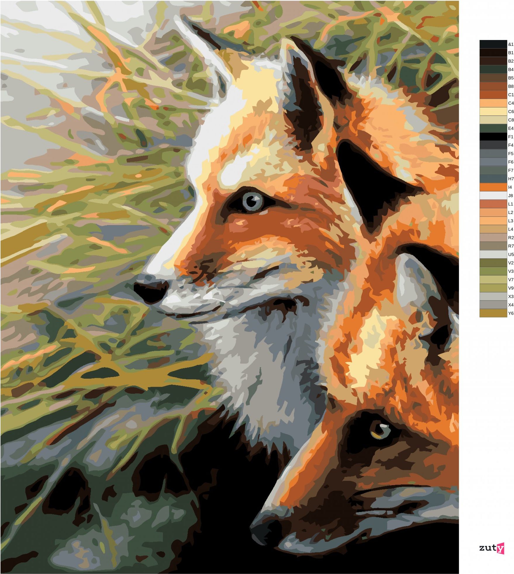 zuty Malování podle čísel - LIŠKY V TRÁVĚ (JOE HAUTMAN) - Rozměr: 40x50 cm, Rámování: Varianta: vypnuté plátno na rám - obrázek 3