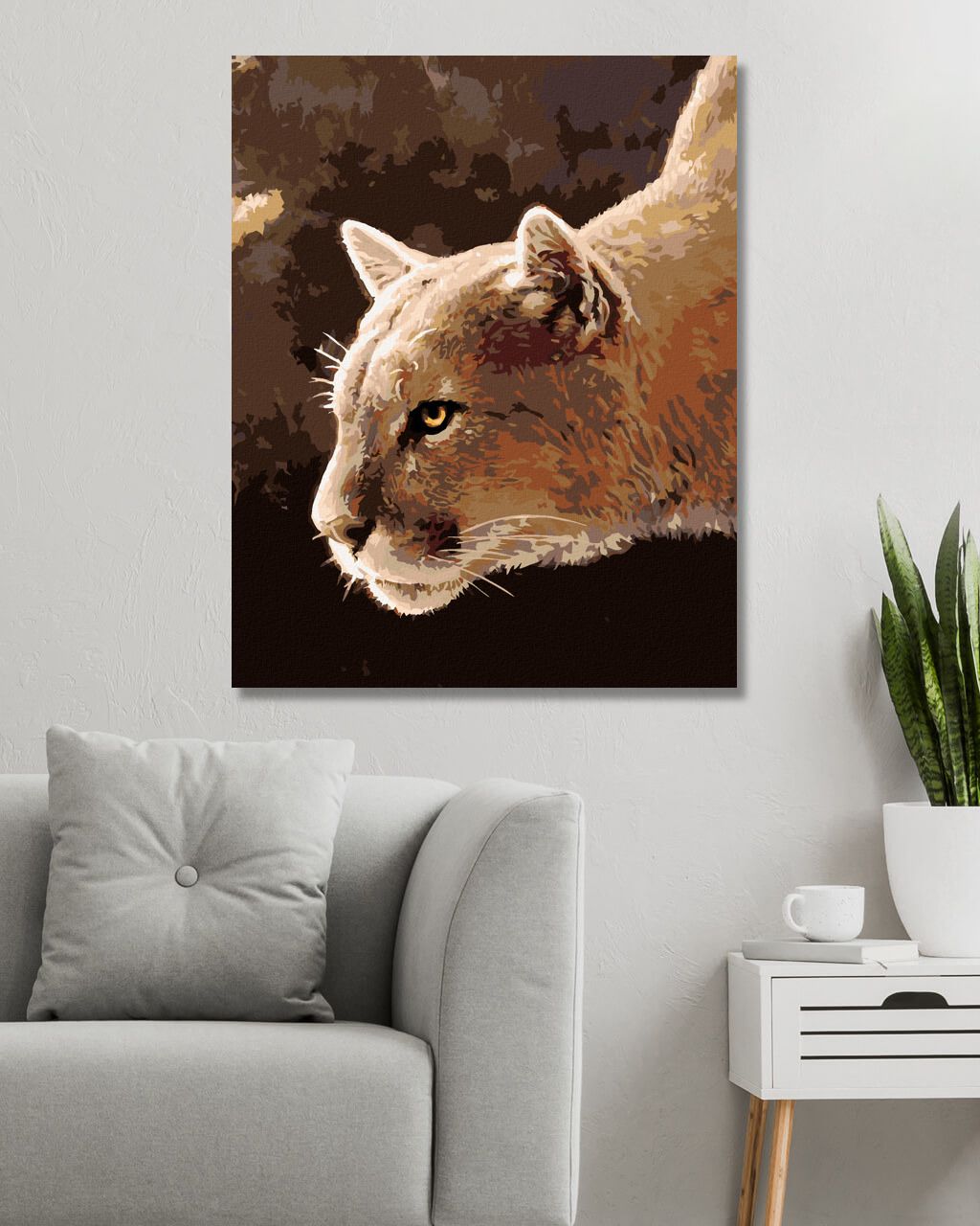 zuty Malování podle čísel - PUMA AMERICKÁ (JOE HAUTMAN) - Rozměr: 40x50 cm, Rámování: Varianta: vypnuté plátno na rám - obrázek 2