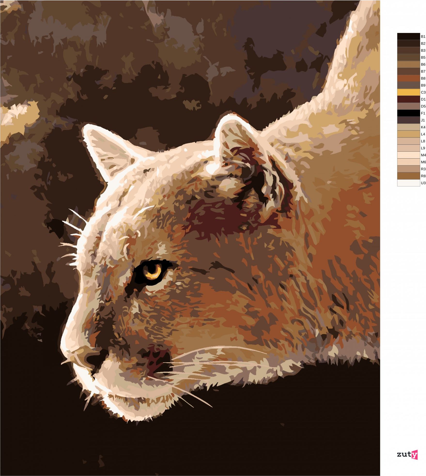 zuty Malování podle čísel - PUMA AMERICKÁ (JOE HAUTMAN) - Rozměr: 40x50 cm, Rámování: Varianta: vypnuté plátno na rám - obrázek 4