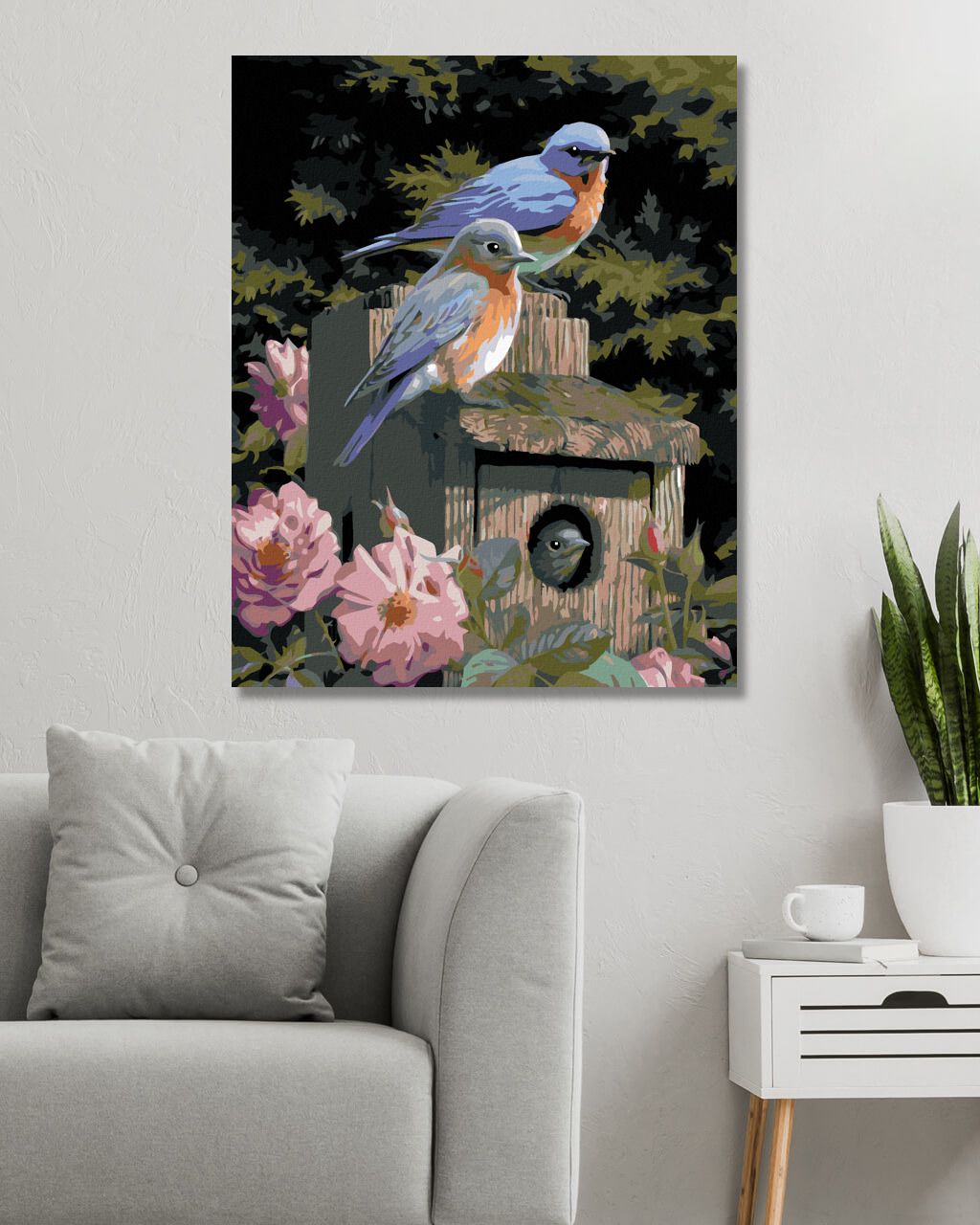zuty Malování podle čísel – PTÁK SALAŠNÍK A BUDKA (JOE HAUTMAN) - Rozměr: 40x50 cm, Rámování: Varianta: bez rámu a bez vypnutí plátna - obrázek 8