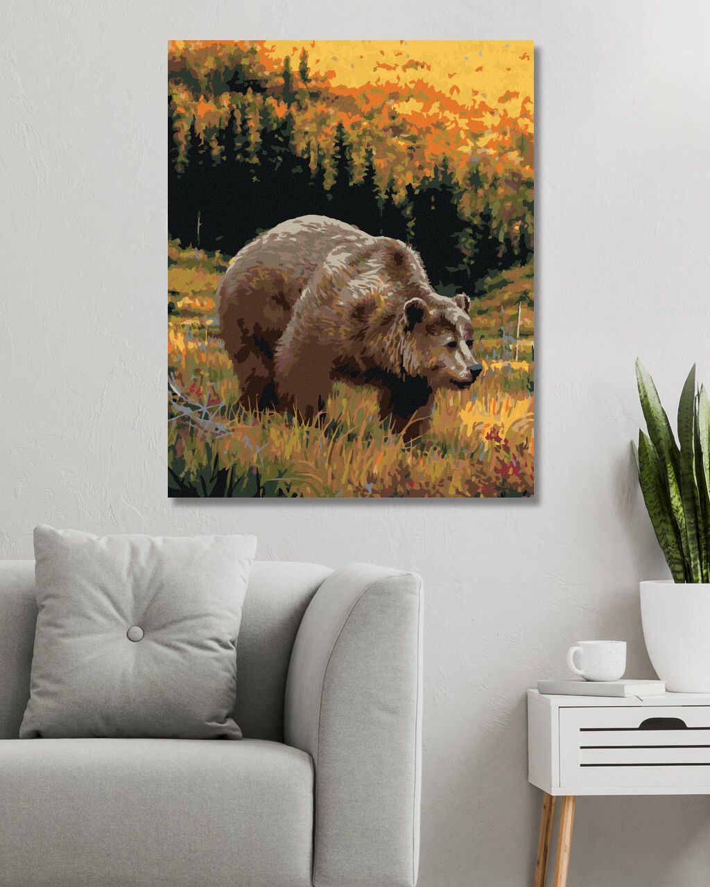 zuty Malování podle čísel - MEDVĚD A LES (JOE HAUTMAN) - Rozměr: 40x50 cm, Rámování: Varianta: bez rámu a bez vypnutí plátna - obrázek 3