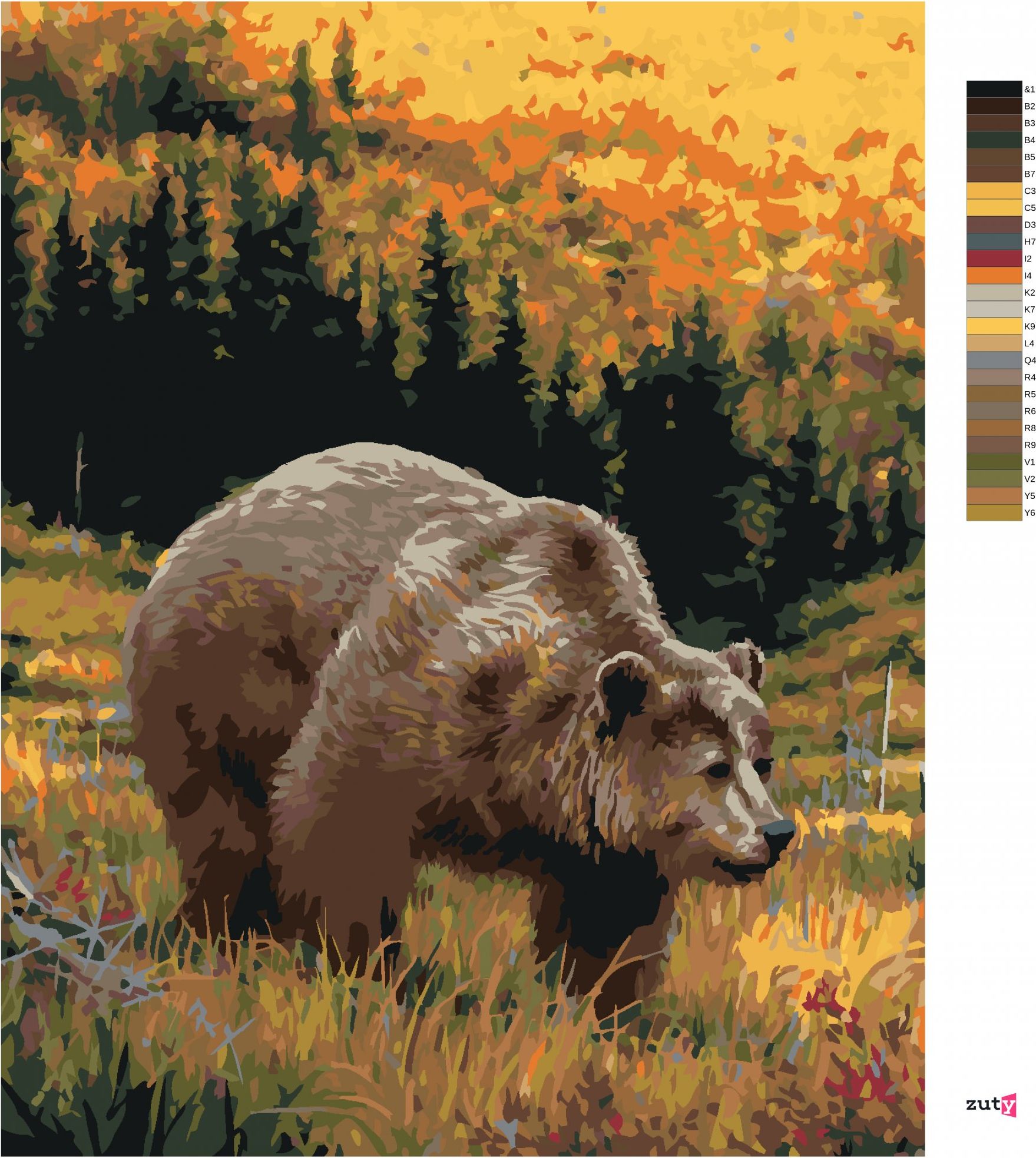zuty Malování podle čísel - MEDVĚD A LES (JOE HAUTMAN) - Rozměr: 40x50 cm, Rámování: Varianta: bez rámu a bez vypnutí plátna - obrázek 10