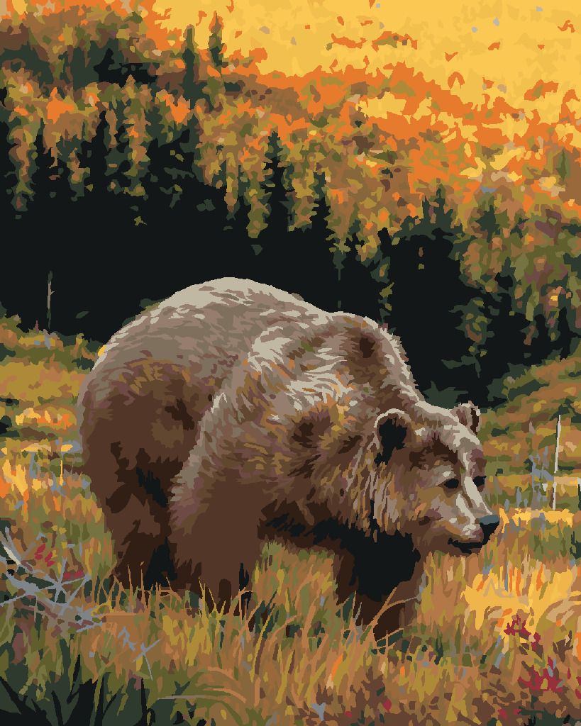zuty Malování podle čísel - MEDVĚD A LES (JOE HAUTMAN) - Rozměr: 40x50 cm, Rámování: Varianta: vypnuté plátno na rám - obrázek 9