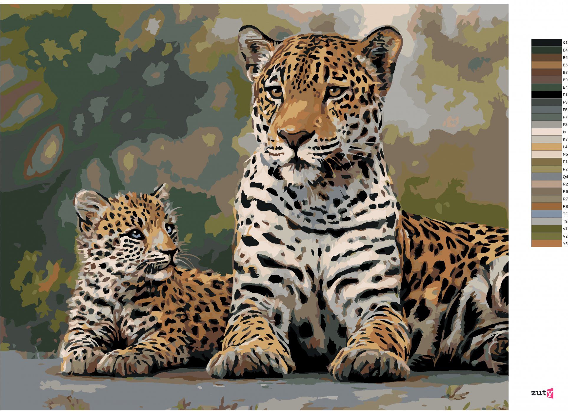 zuty Malování podle čísel – LEOPARD A MLÁDĚ (JOE HAUTMAN) - Rozměr: 40x50 cm, Rámování: Varianta: vypnuté plátno na rám - obrázek 9