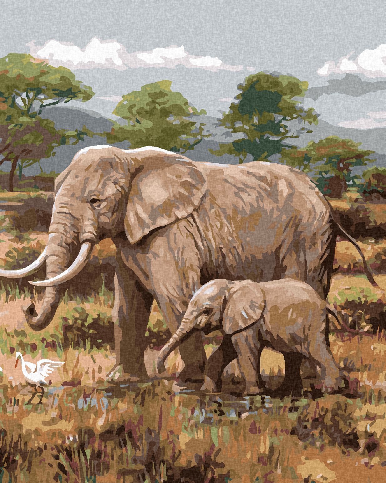 zuty Malování podle čísel - AFRICKÉ SAFARI SLONI (JOE HAUTMAN) - Rozměr: 40x50 cm, Rámování: Varianta: bez rámu a bez vypnutí plátna - obrázek 1