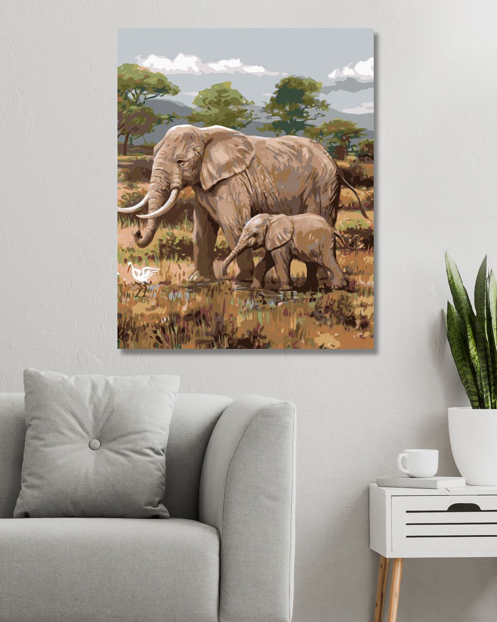 zuty Malování podle čísel - AFRICKÉ SAFARI SLONI (JOE HAUTMAN) - Rozměr: 40x50 cm, Rámování: Varianta: bez rámu a bez vypnutí plátna - obrázek 2