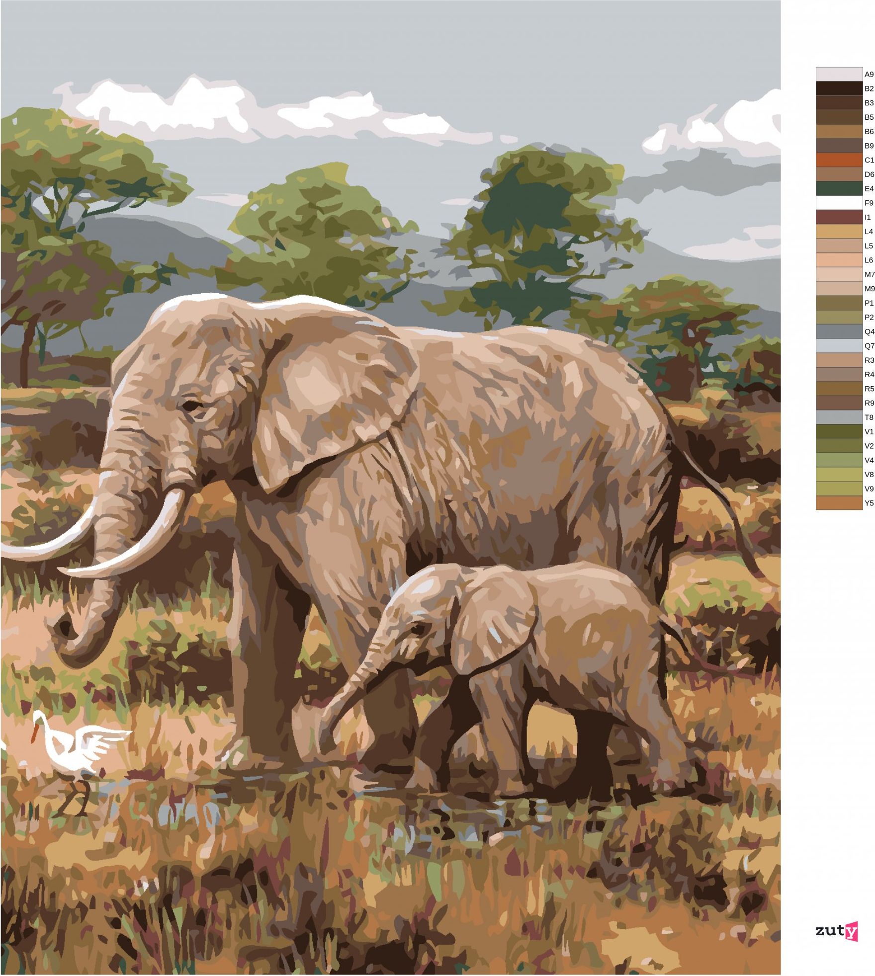 zuty Malování podle čísel - AFRICKÉ SAFARI SLONI (JOE HAUTMAN) - Rozměr: 40x50 cm, Rámování: Varianta: vypnuté plátno na rám - obrázek 8