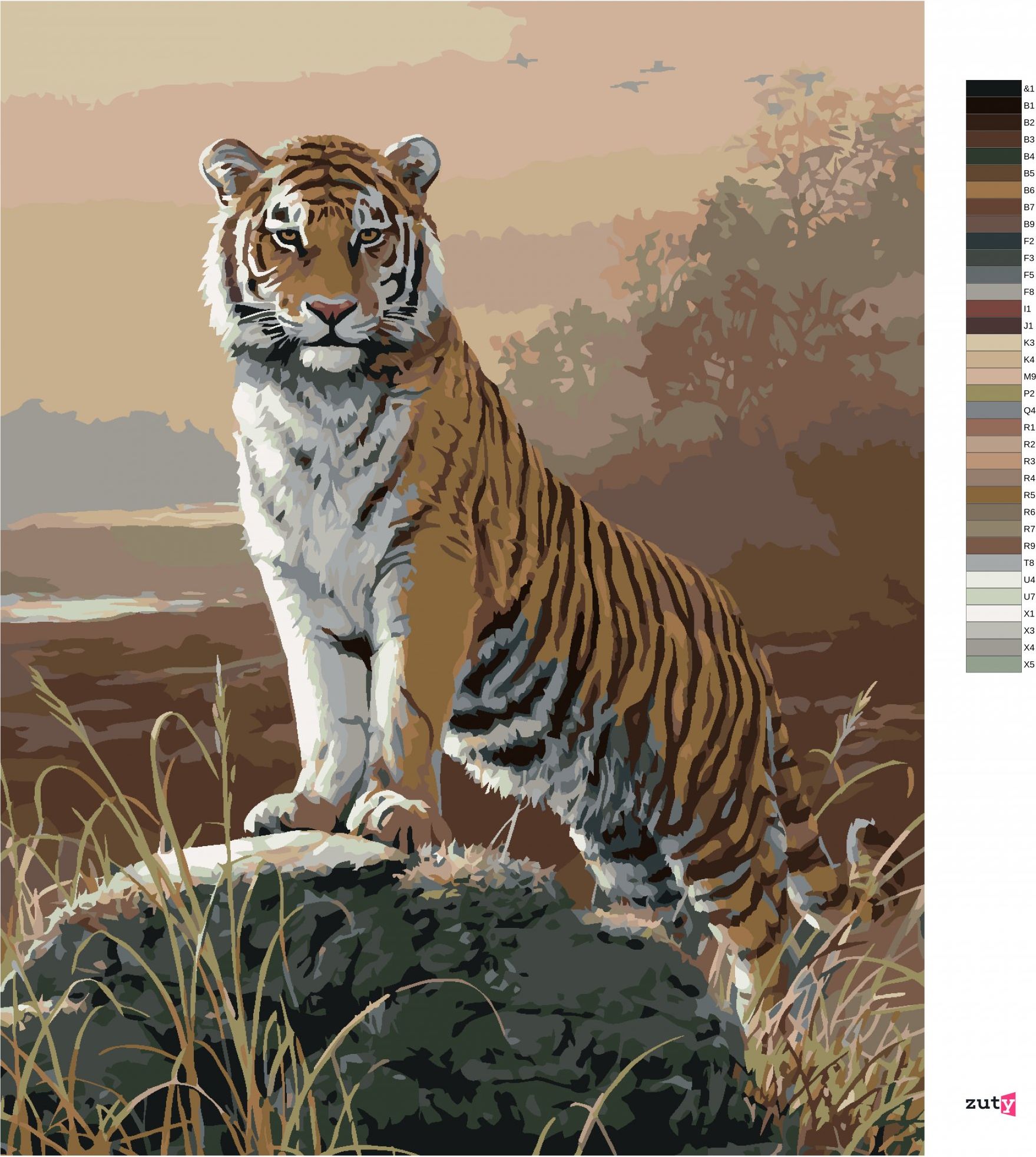 zuty Malování podle čísel – MAJESTÁTNÍ TYGR (JOE HAUTMAN) - Rozměr: 40x50 cm, Rámování: Varianta: vypnuté plátno na rám - obrázek 7
