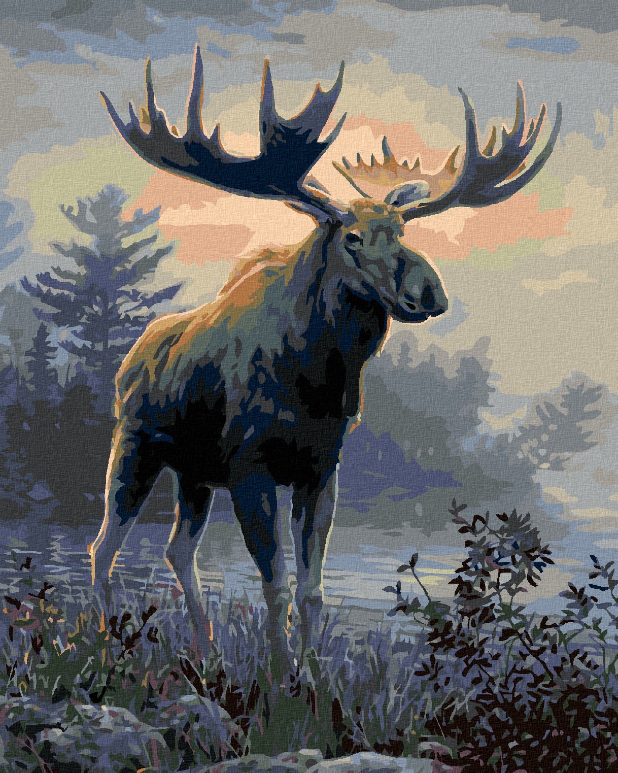 zuty Malování podle čísel - LOS U RYBNÍKA (JOE HAUTMAN) - Rozměr: 40x50 cm, Rámování: Varianta: vypnuté plátno na rám - obrázek 1