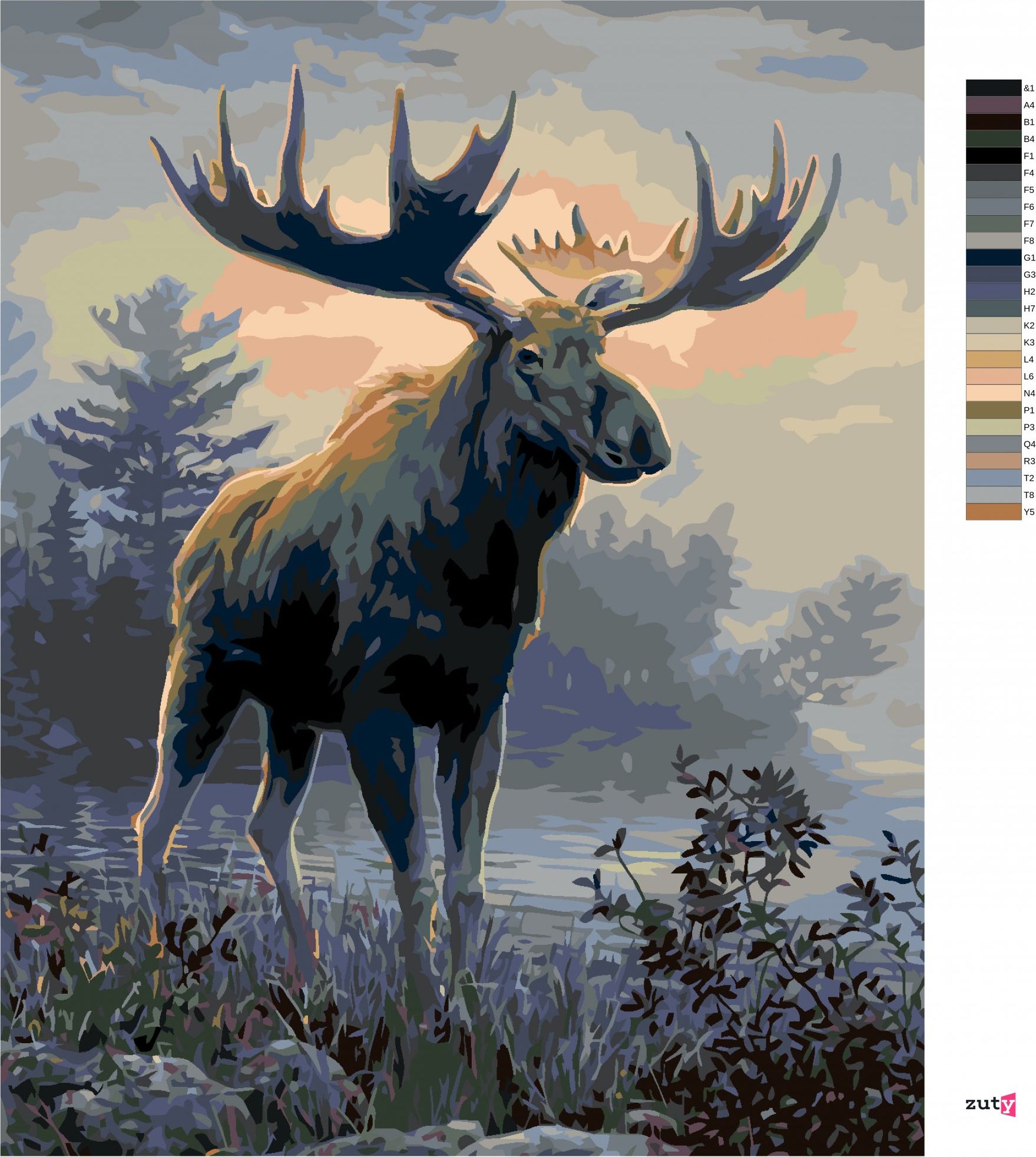 zuty Malování podle čísel - LOS U RYBNÍKA (JOE HAUTMAN) - Rozměr: 40x50 cm, Rámování: Varianta: vypnuté plátno na rám - obrázek 7