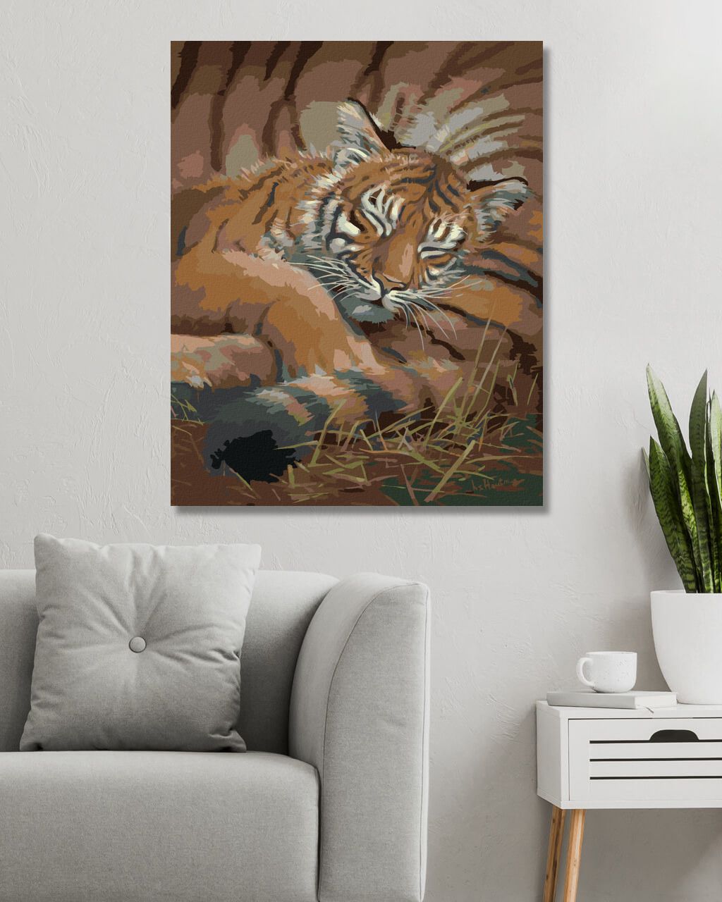 zuty Malování podle čísel – SPÍCÍ MLÁDĚ TYGRA (JOE HAUTMAN) - Rozměr: 40x50 cm, Rámování: Varianta: vypnuté plátno na rám - obrázek 8