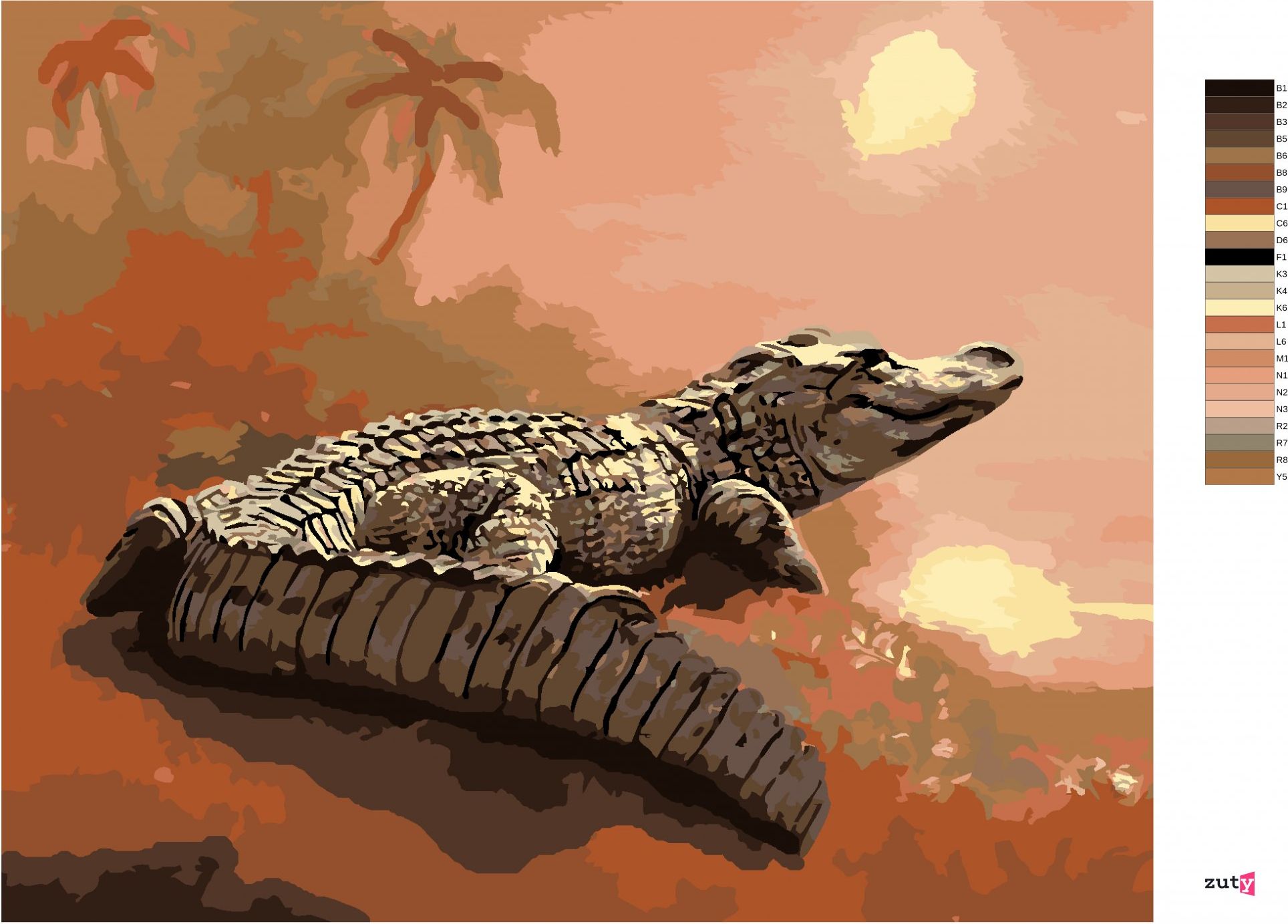 zuty Malování podle čísel - ALIGÁTOR HLEDÍCÍ DO VODY (D. RUSTY RUST) - Rozměr: 40x50 cm, Rámování: Varianta: bez rámu a bez vypnutí plátna - obrázek 8