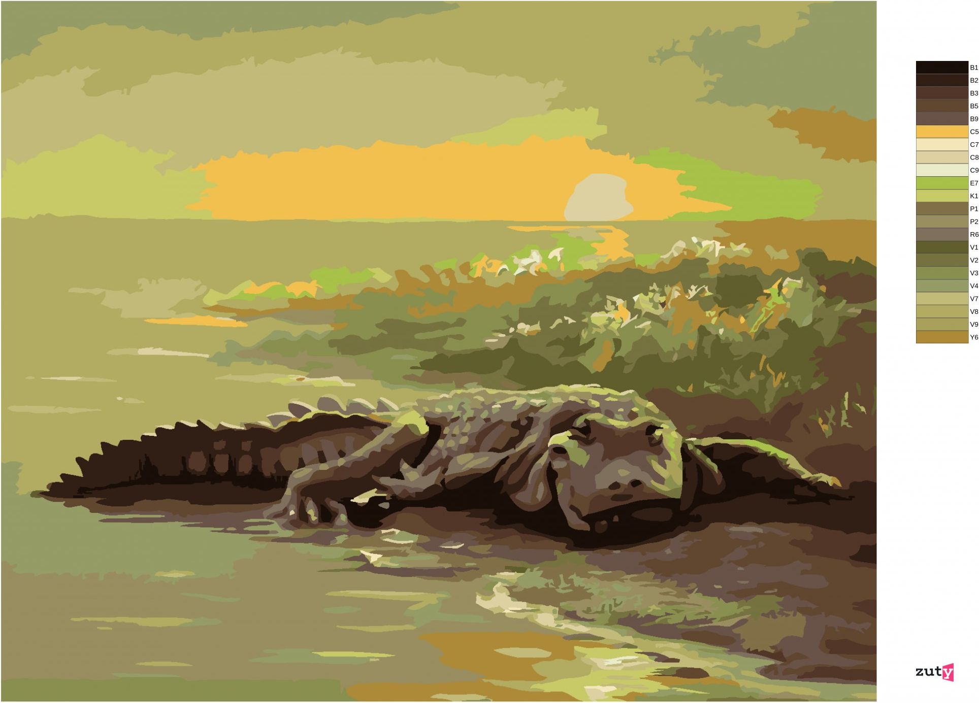 zuty Malování podle čísel - ALIGÁTOR U VODY (D. RUSTY RUST) - Rozměr: 40x50 cm, Rámování: Varianta: bez rámu a bez vypnutí plátna - obrázek 10