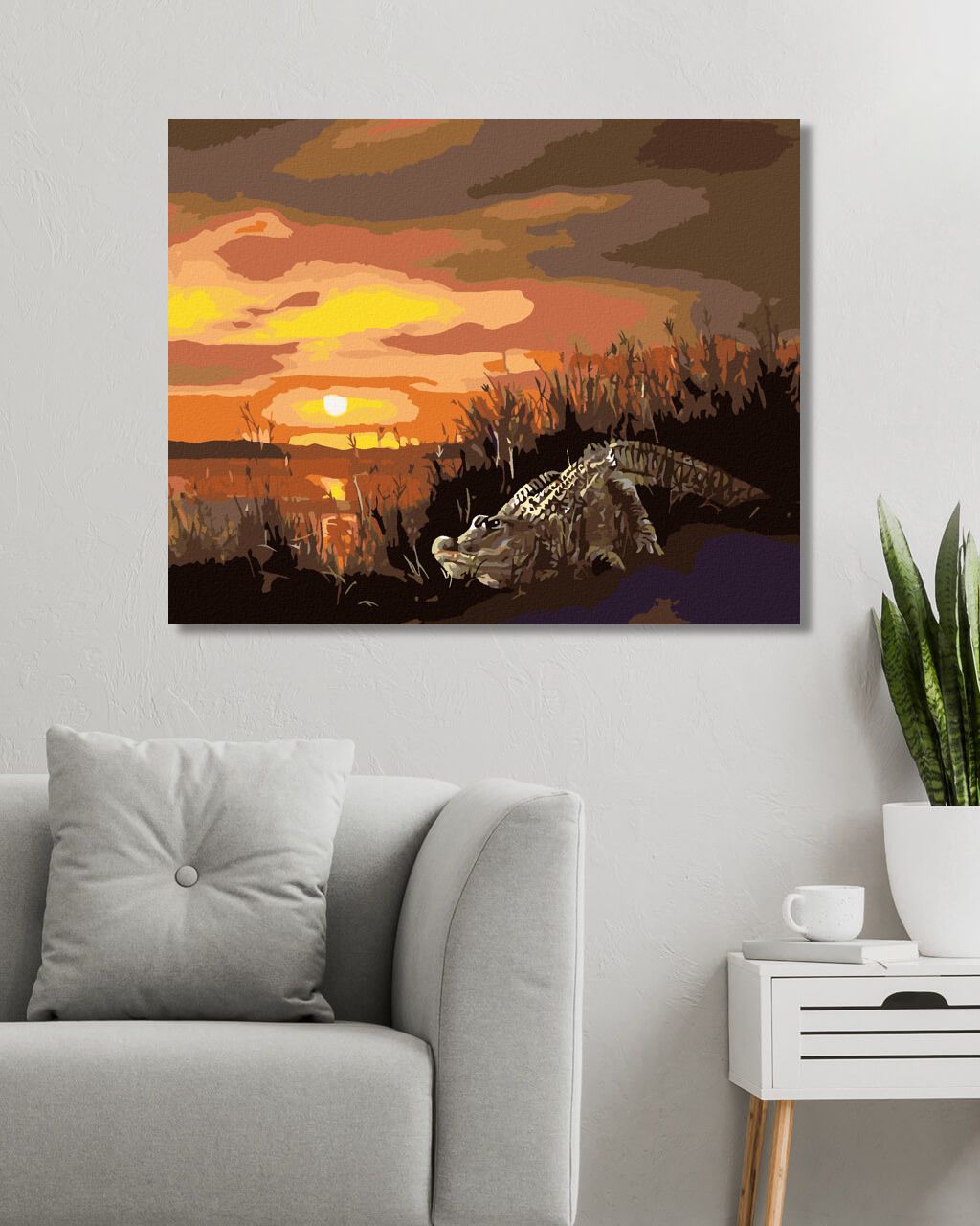zuty Malování podle čísel - ALIGÁTOR A ZÁPAD SLUNCE (D. RUSTY RUST) - Rozměr: 40x50 cm, Rámování: Varianta: bez rámu a bez vypnutí plátna - obrázek 5