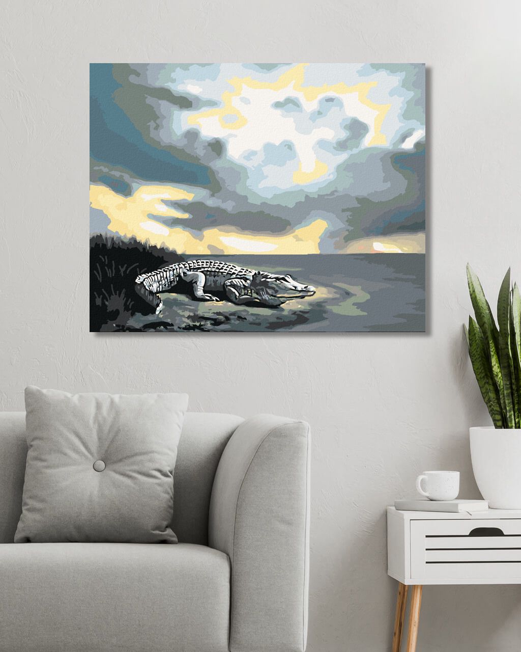 zuty Malování podle čísel - ALIGÁTOR U VODY A MRAKY (D. RUSTY RUST) - Rozměr: 40x50 cm, Rámování: Varianta: vypnuté plátno na rám - obrázek 9