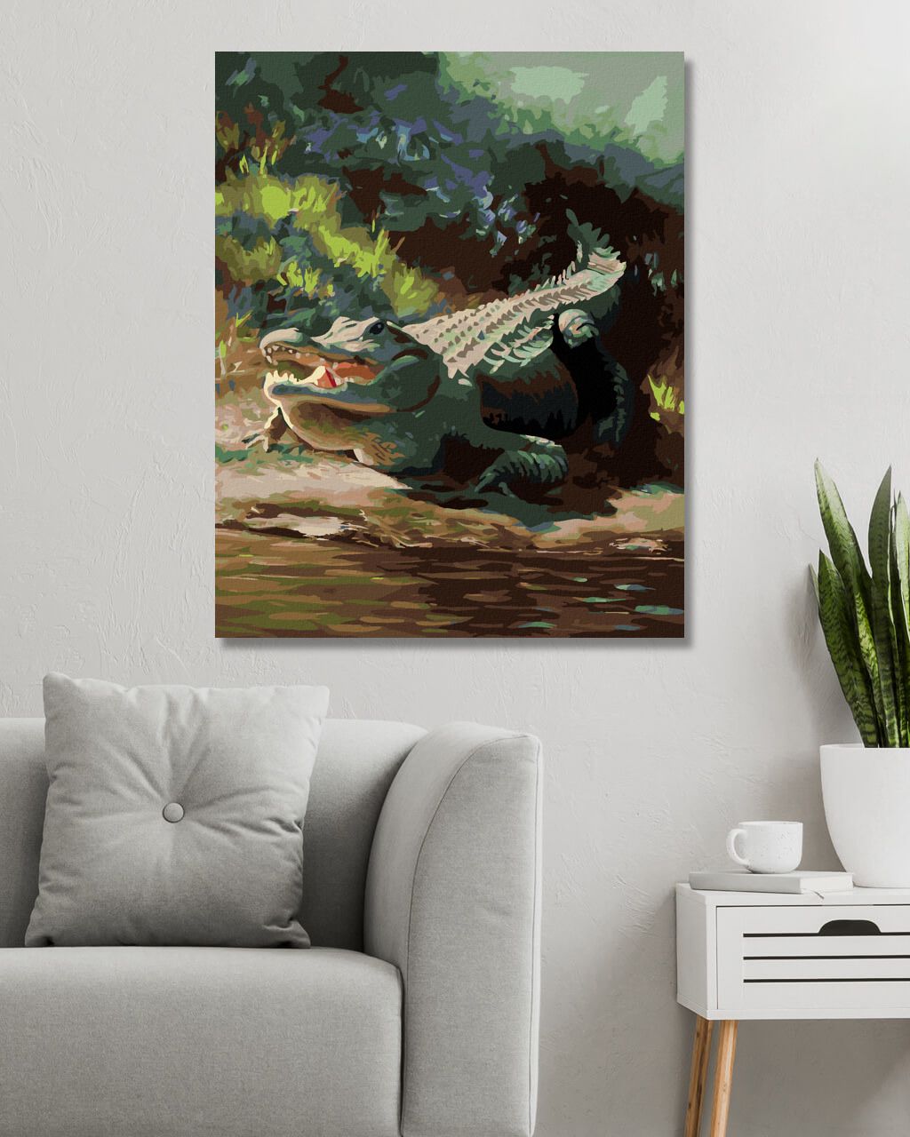 zuty Malování podle čísel - ALIGÁTOR LEŽÍCÍ U VODY VIII (D. RUSTY RUST) - Rozměr: 40x50 cm, Rámování: Varianta: vypnuté plátno na rám - obrázek 8