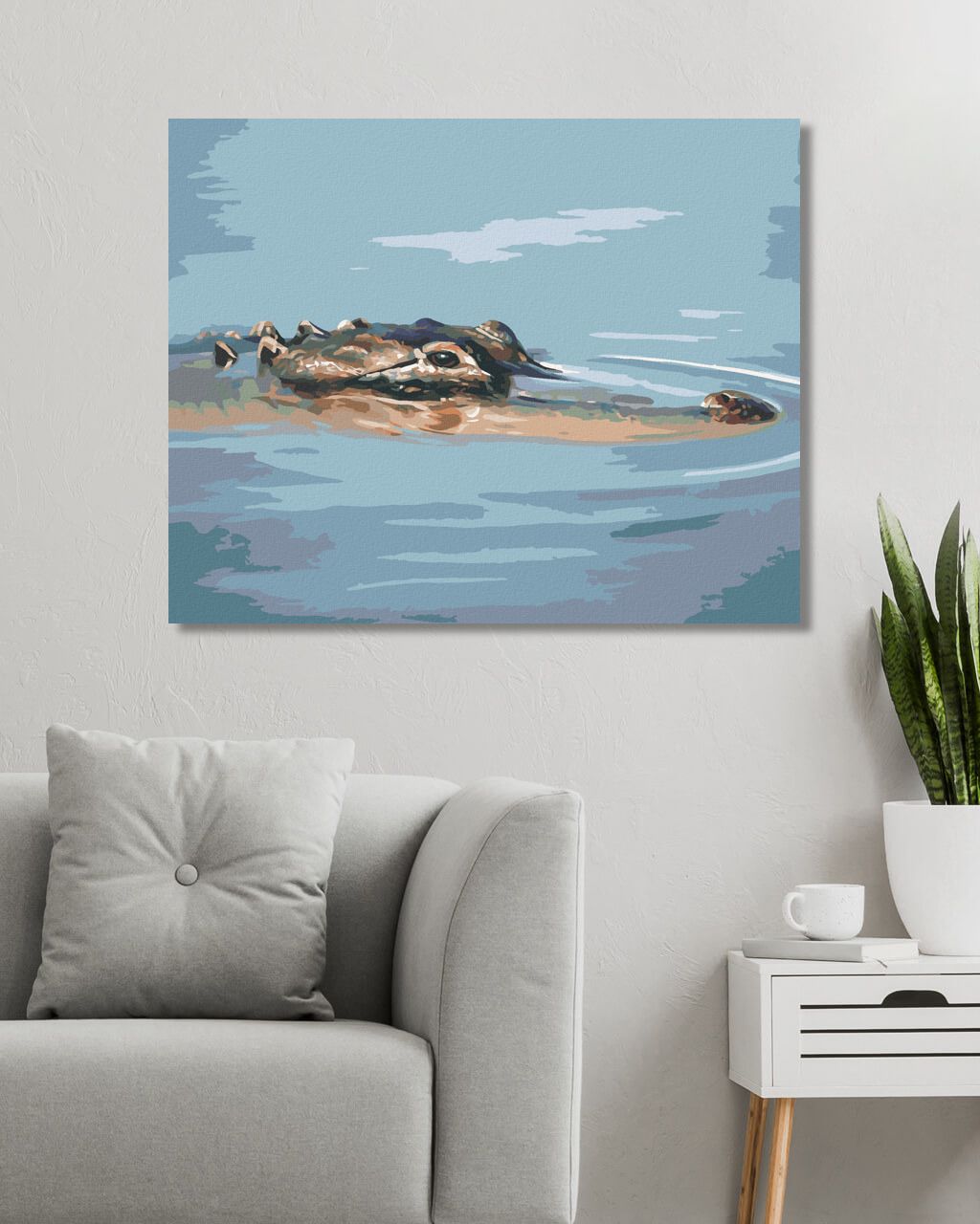 zuty Malování podle čísel - ALIGÁTOR HLAVA PLOVOUCÍ VE VODĚ (D. RUSTY RUST) - Rozměr: 40x50 cm, Rámování: Varianta: bez rámu a bez vypnutí plátna - obrázek 3