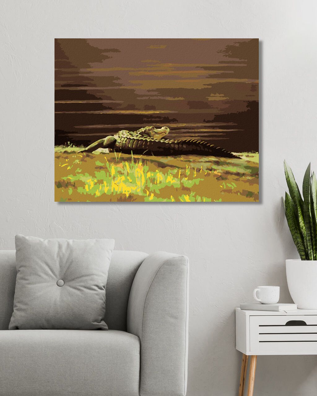 zuty Malování podle čísel - ALIGÁTOR LEŽÍCÍ U VODY III (D. RUSTY RUST) - Rozměr: 40x50 cm, Rámování: Varianta: vypnuté plátno na rám - obrázek 4
