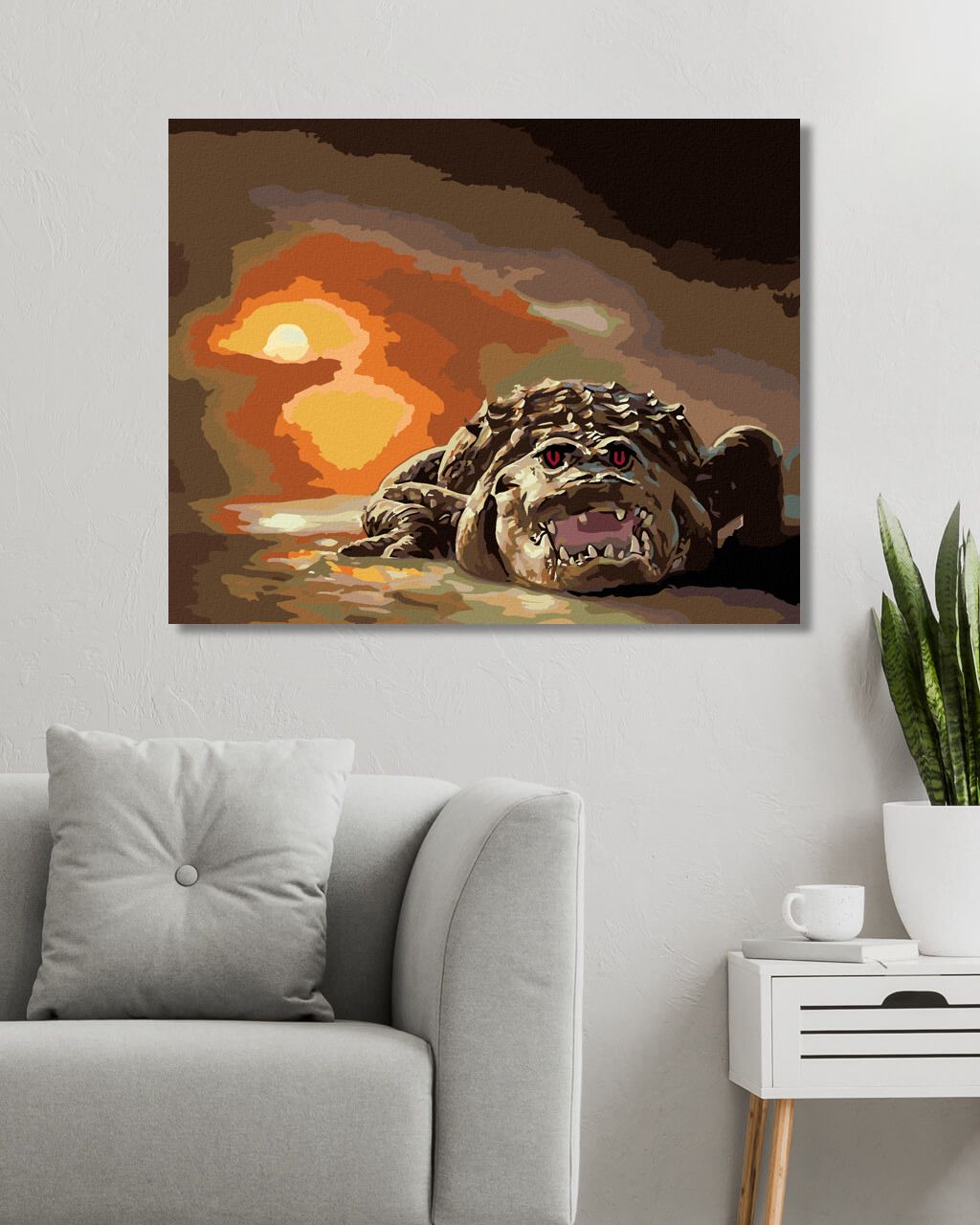 zuty Malování podle čísel - ALIGÁTOR, TEMNÉ OČI A ZÁPAD SLUNCE (D. RUSTY RUST) - Rozměr: 40x50 cm, Rámování: Varianta: vypnuté plátno na rám - obrázek 4