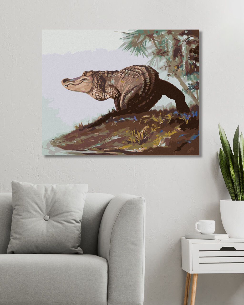zuty Malování podle čísel - ALIGÁTOR NA BŘEHU (D. RUSTY RUST) - Rozměr: 40x50 cm, Rámování: Varianta: vypnuté plátno na rám - obrázek 2