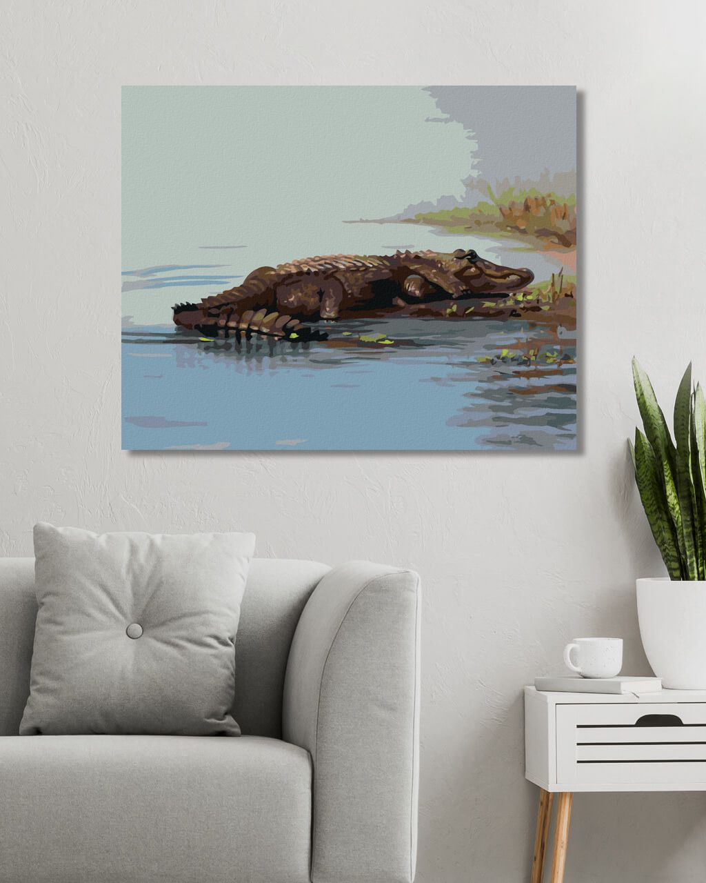 zuty Malování podle čísel - ALIGÁTOR LEŽÍCÍ VE VODĚ (D. RUSTY RUST) - Rozměr: 40x50 cm, Rámování: Varianta: vypnuté plátno na rám - obrázek 5