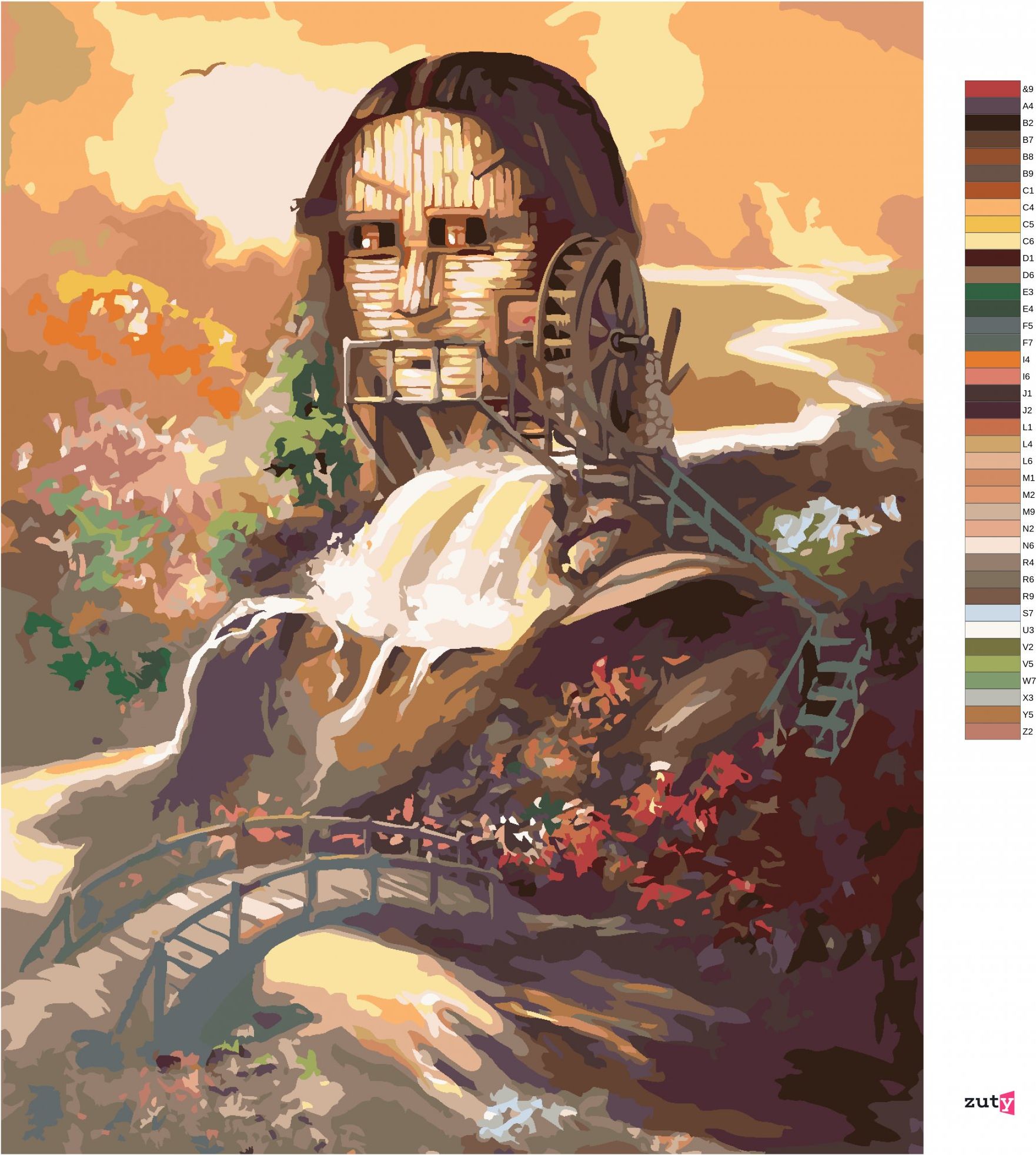 zuty Malování podle čísel - MONA LISA A VODNÍ MLÝN (D. RUSTY RUST) - Rozměr: 40x50 cm, Rámování: Varianta: bez rámu a bez vypnutí plátna - obrázek 7