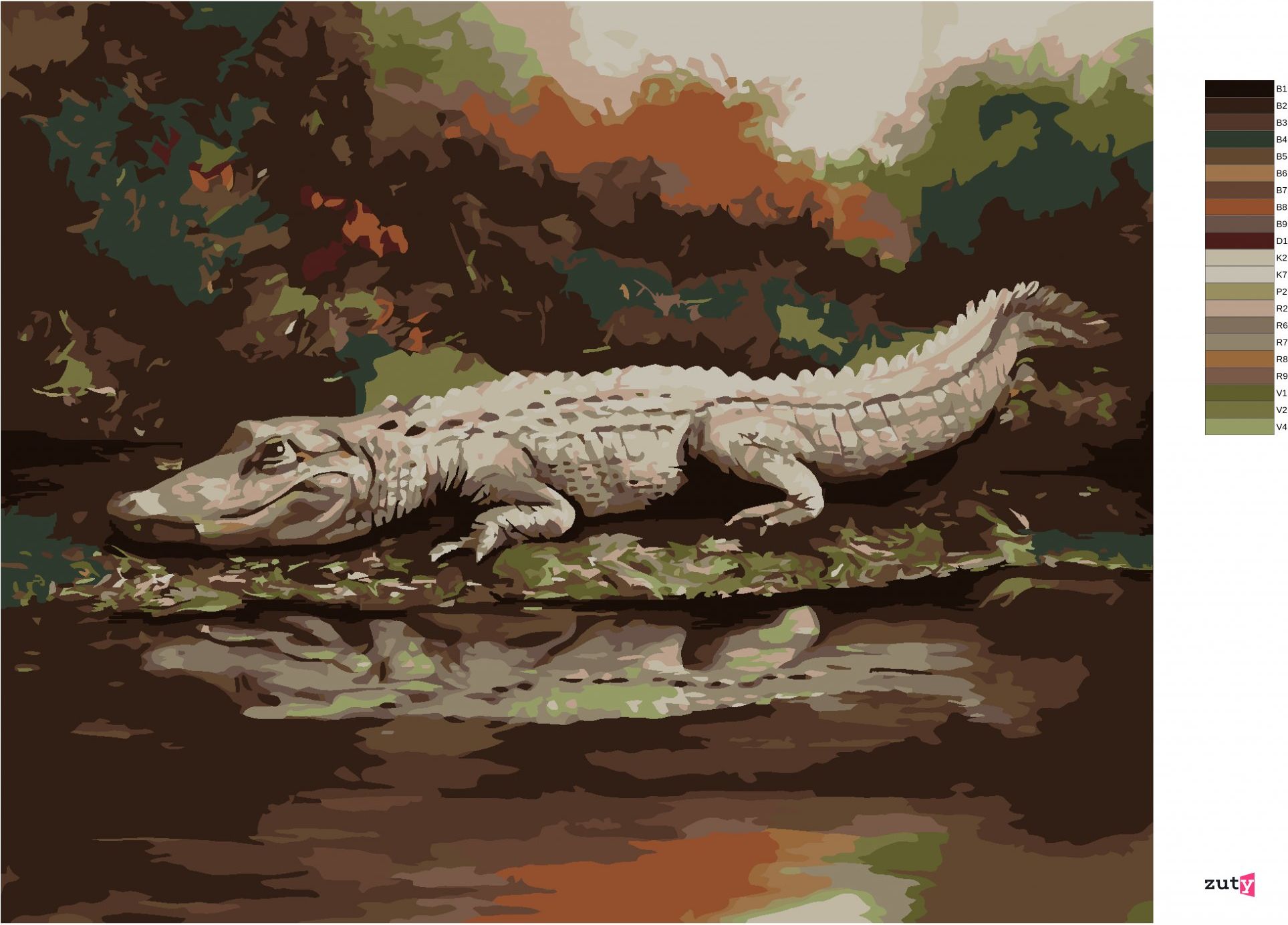 zuty Malování podle čísel - ALIGÁTOR LEŽÍCÍ U VODY VII (D. RUSTY RUST) - Rozměr: 40x50 cm, Rámování: Varianta: bez rámu a bez vypnutí plátna - obrázek 8