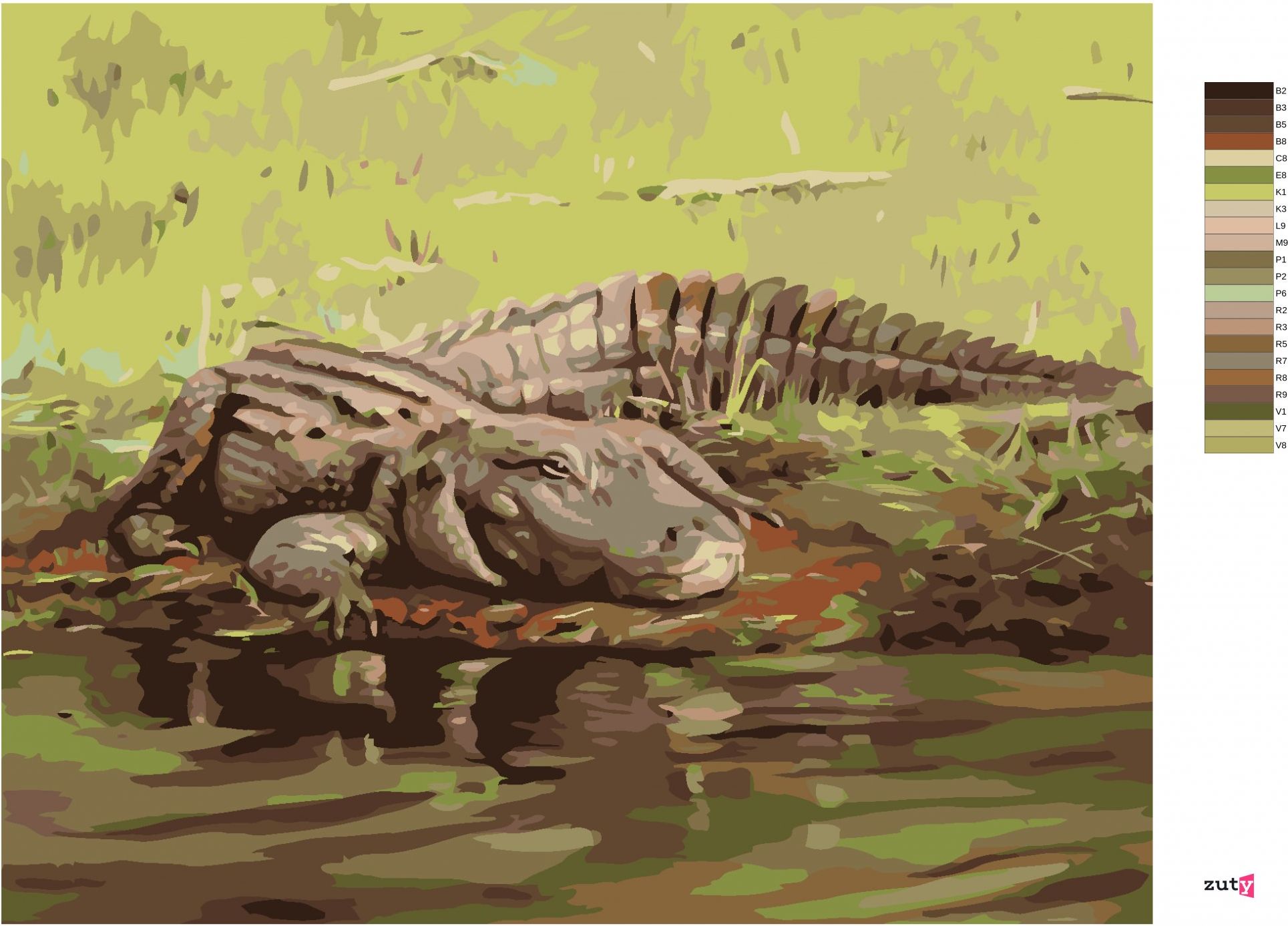 zuty Malování podle čísel - ALIGÁTOR LEŽÍCÍ U VODY II (D. RUSTY RUST) - Rozměr: 40x50 cm, Rámování: Varianta: vypnuté plátno na rám - obrázek 9