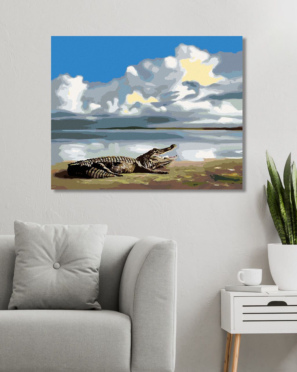 zuty Malování podle čísel - LEŽÍCÍ ALIGÁTOR A NEBE (D. RUSTY RUST) - Rozměr: 40x50 cm, Rámování: Varianta: bez rámu a bez vypnutí plátna - obrázek 10
