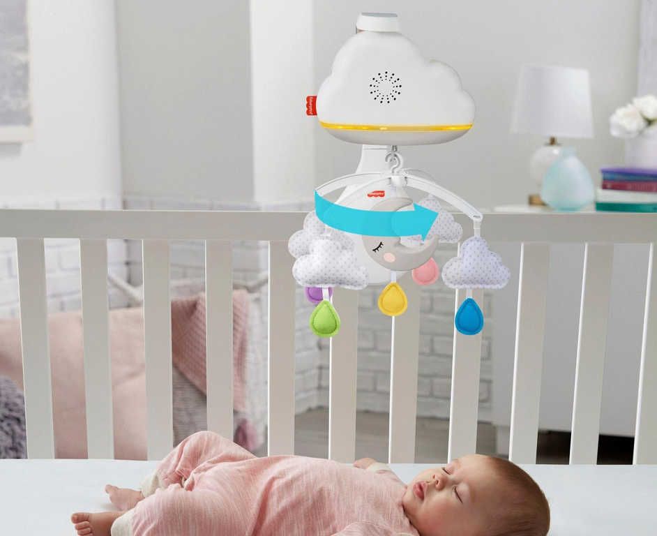 FISHER PRICE Baby kolotoč usínáček s mráčky na baterie Světlo Zvuk pro miminko - obrázek 3