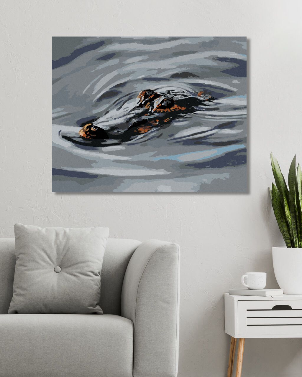 zuty Malování podle čísel - ALIGÁTOR HLAVA VE VODĚ III (D. RUSTY RUST) - Rozměr: 40x50 cm, Rámování: Varianta: vypnuté plátno na rám - obrázek 9