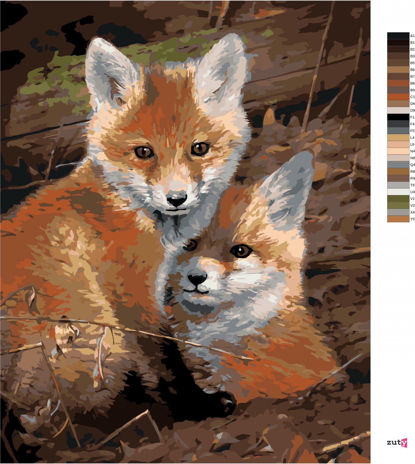 zuty Malování podle čísel – MLÁĎATA LIŠKY (JOE HAUTMAN) - Rozměr: 40x50 cm, Rámování: Varianta: bez rámu a bez vypnutí plátna - obrázek 2