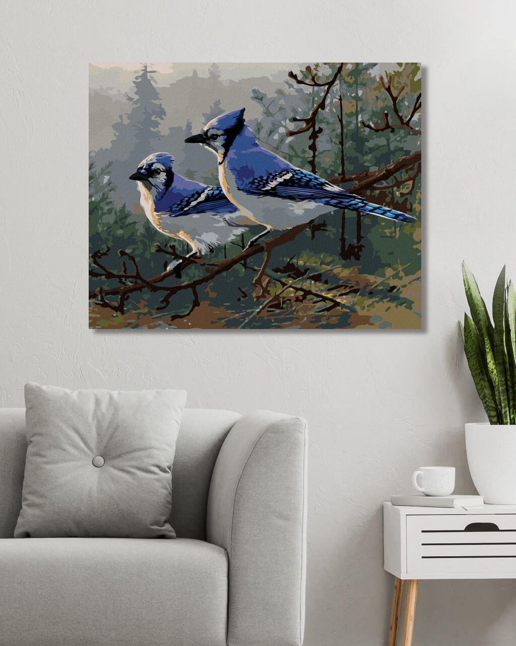 zuty Malování podle čísel – SOJKA CHOCHOLATÁ V LESE (JOE HAUTMAN) - Rozměr: 40x50 cm, Rámování: Varianta: vypnuté plátno na rám - obrázek 6
