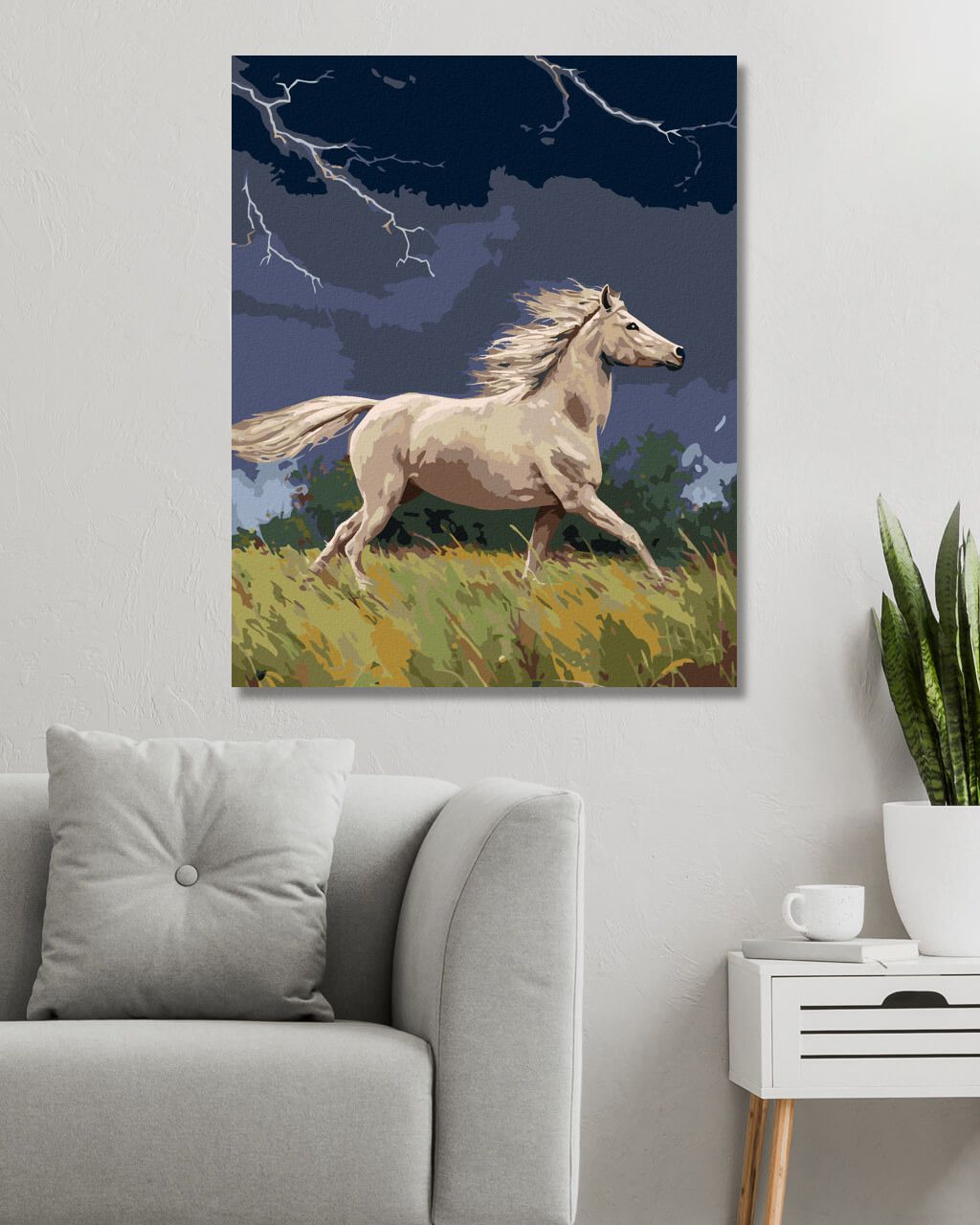 zuty Malování podle čísel – BÍLÝ KŮŇ V BOUŘI (JOE HAUTMAN) - Rozměr: 40x50 cm, Rámování: Varianta: vypnuté plátno na rám - obrázek 10