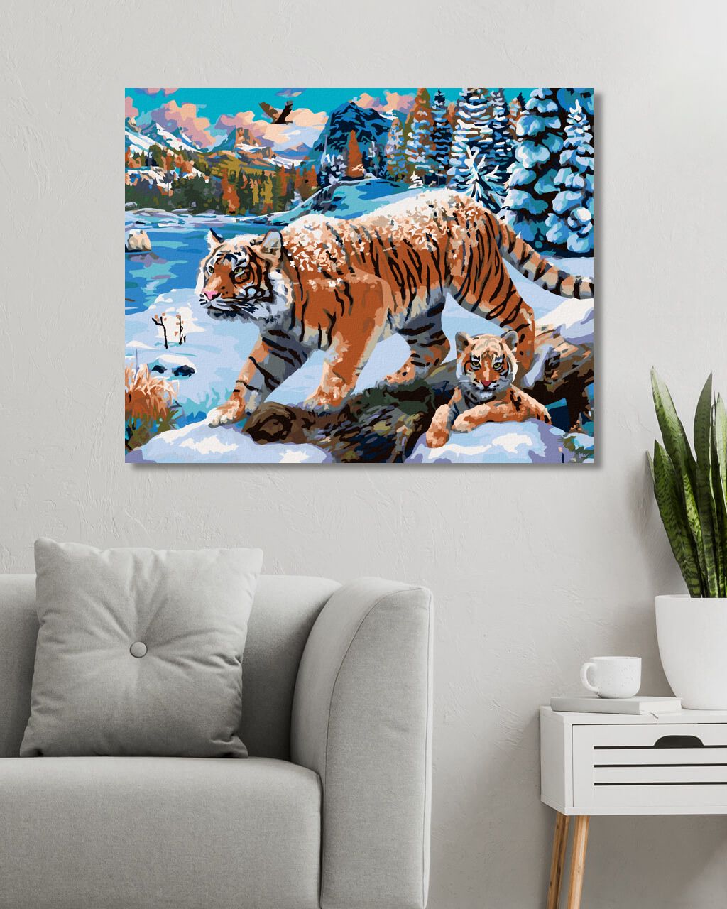 zuty Malování podle čísel - TYGŘI V ZIMĚ (IMAGE WORLD-AP) - Rozměr: 40x50 cm, Rámování: Varianta: vypnuté plátno na rám - obrázek 8