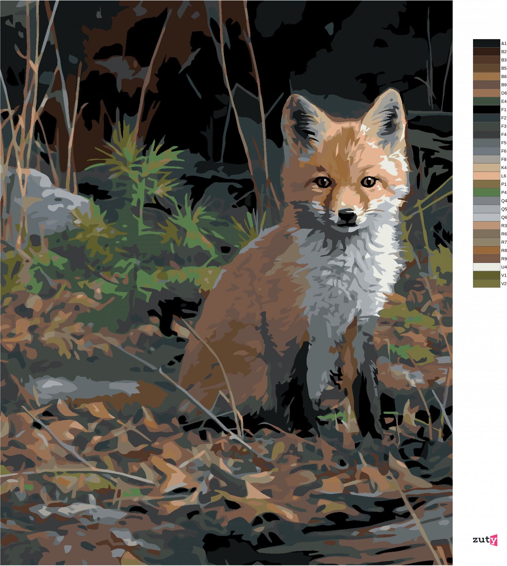 zuty Malování podle čísel – SEDÍCÍ MLÁDĚ LIŠKY (JOE HAUTMAN) - Rozměr: 40x50 cm, Rámování: Varianta: bez rámu a bez vypnutí plátna - obrázek 2
