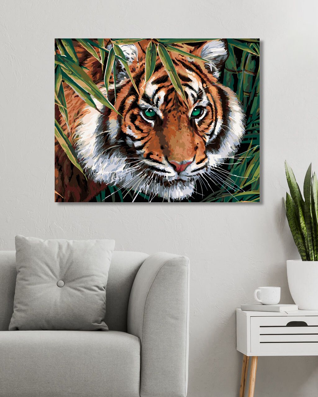 zuty Malování podle čísel - TYGR V LISTÍ (IMAGE WORLD-AP) - Rozměr: 40x50 cm, Rámování: Varianta: vypnuté plátno na rám - obrázek 6