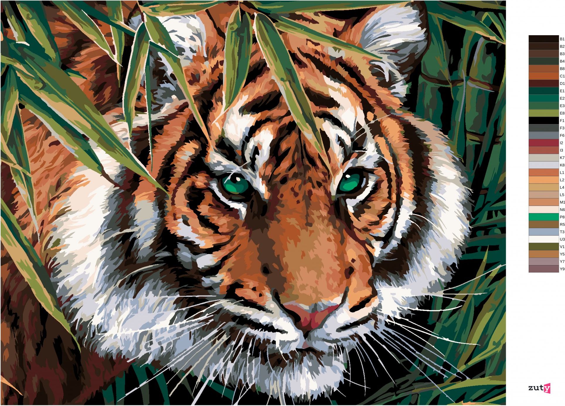 zuty Malování podle čísel - TYGR V LISTÍ (IMAGE WORLD-AP) - Rozměr: 40x50 cm, Rámování: Varianta: vypnuté plátno na rám - obrázek 10