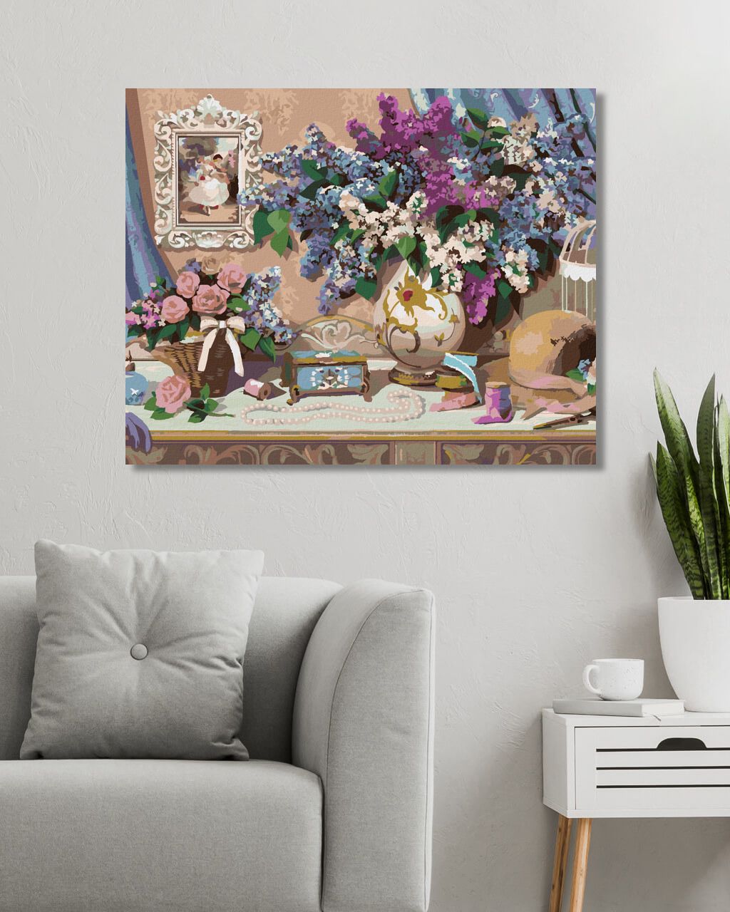 zuty Malování podle čísel - HORTENZIE VE VÁZE A ŠPERKY (IMAGE WORLD-AP) - Rozměr: 40x50 cm, Rámování: Varianta: vypnuté plátno na rám - obrázek 2