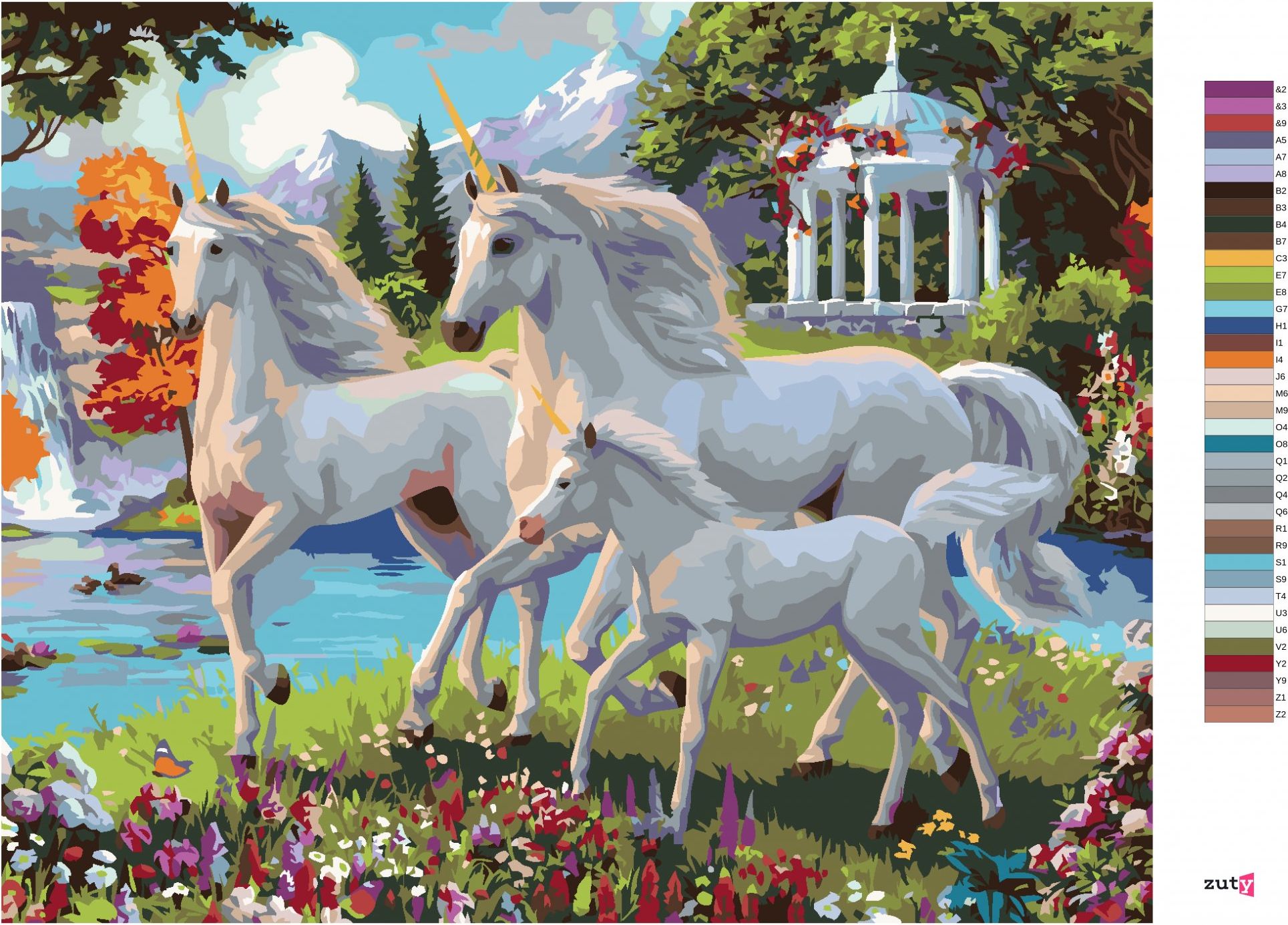 zuty Malování podle čísel – JEDNOROŽCI U VODOPÁDU (IMAGE WORLD-AP) - Rozměr: 40x50 cm, Rámování: Varianta: bez rámu a bez vypnutí plátna - obrázek 5