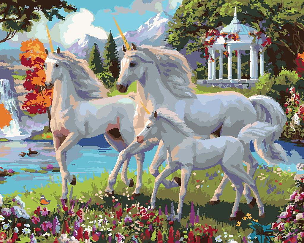 zuty Malování podle čísel – JEDNOROŽCI U VODOPÁDU (IMAGE WORLD-AP) - Rozměr: 40x50 cm, Rámování: Varianta: bez rámu a bez vypnutí plátna - obrázek 7