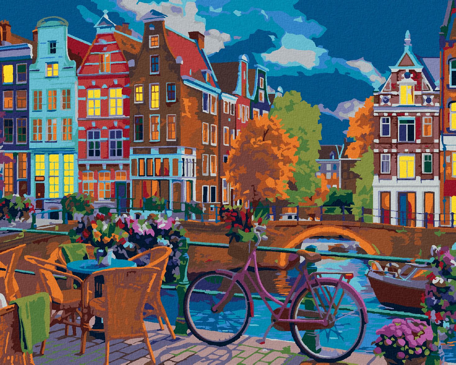 zuty Malování podle čísel – ULICE U ŘEKY (IMAGE WORLD-AP) - Rozměr: 40x50 cm, Rámování: Varianta: vypnuté plátno na rám - obrázek 1